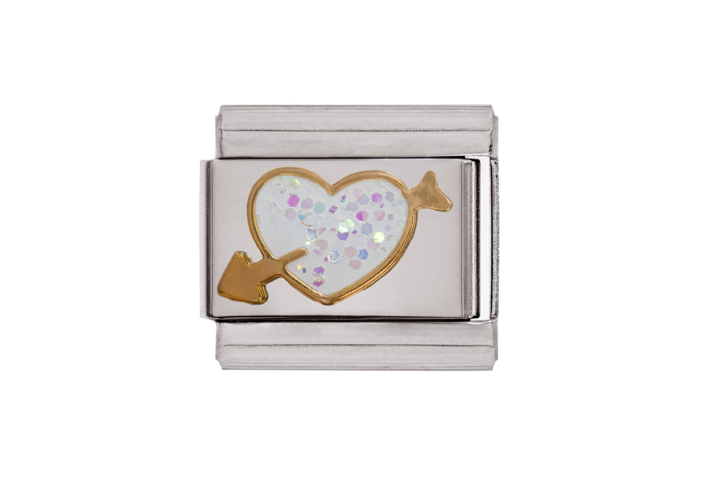 White Glitter Arrow Heart