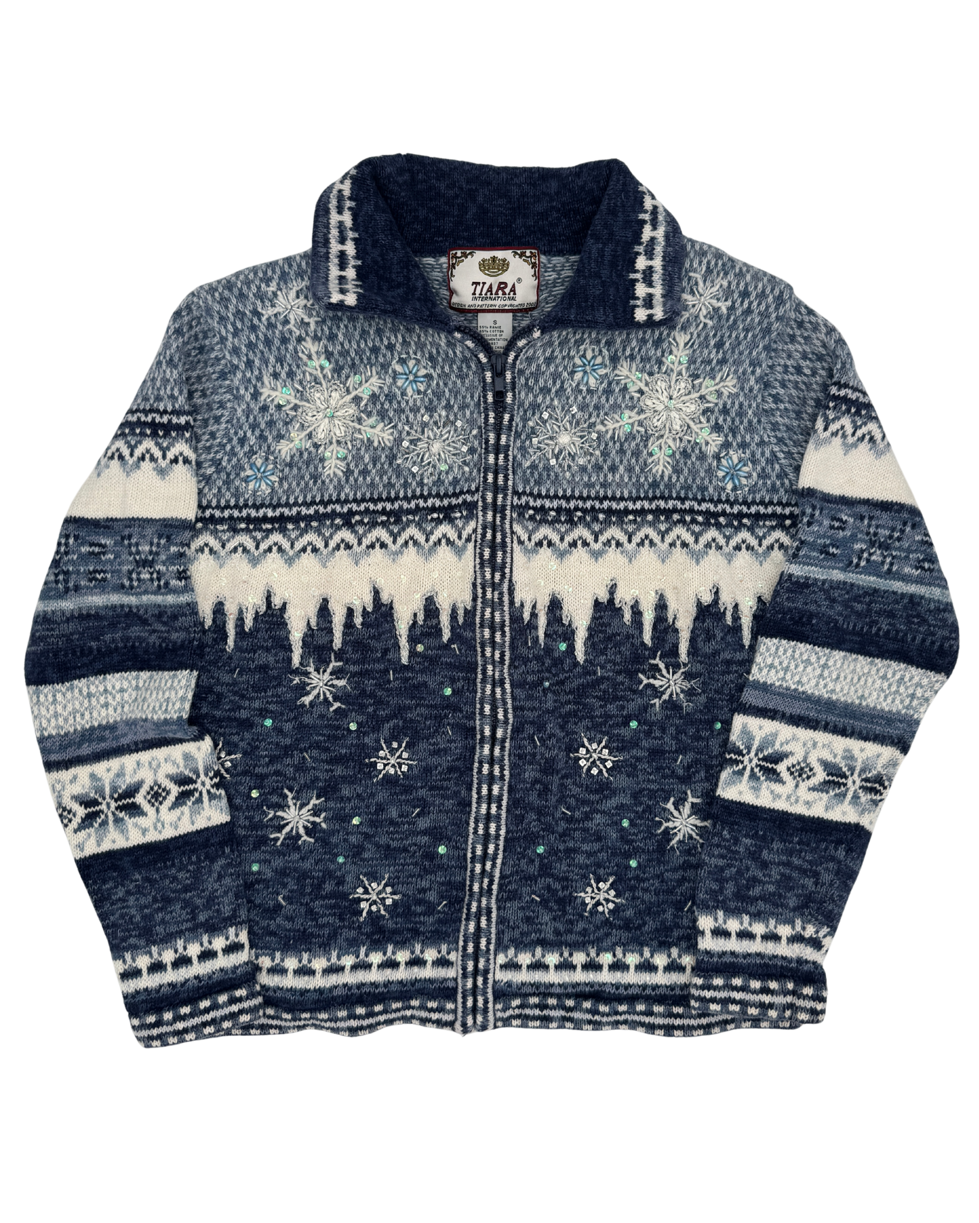 Tiara International Blue Snowflake Sweater