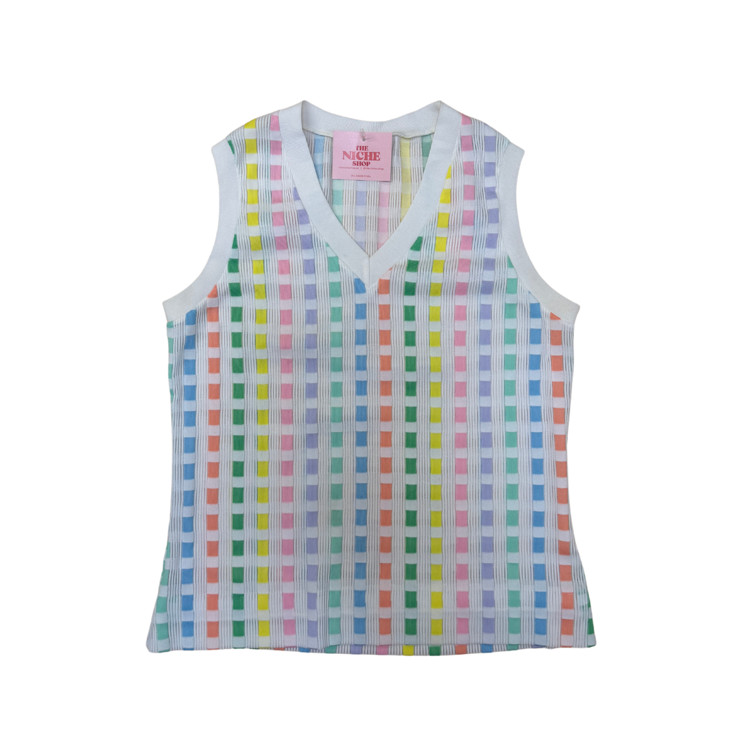 Rainbow Striped White Tank