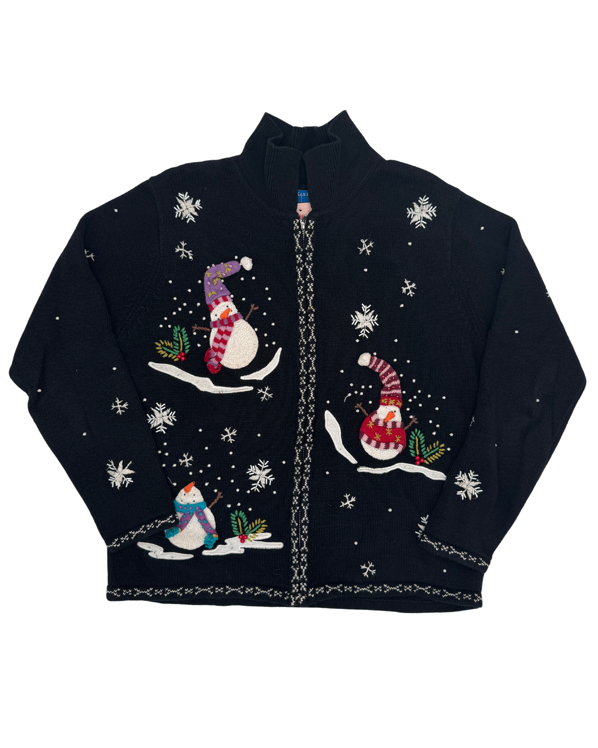 Karen Scott Black Snowman Sweater