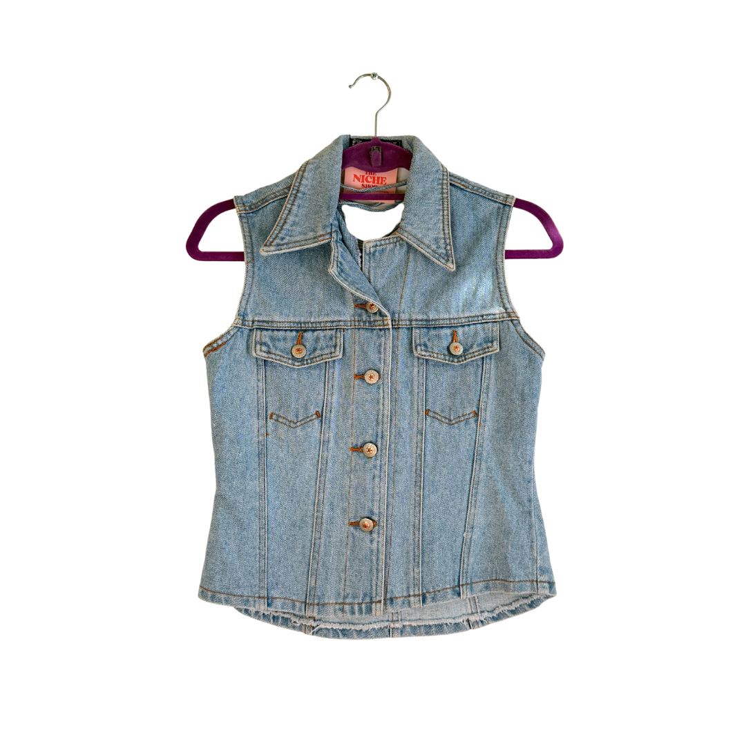 Zana-Di Denim Lace-Up Vest