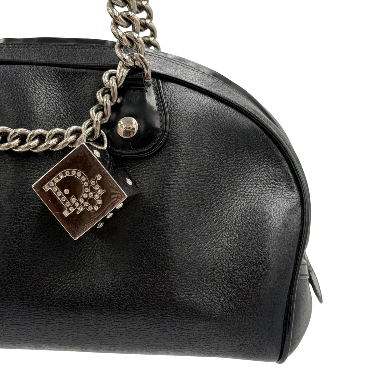 Christian Dior Black Gambler Dice Bowler Bag