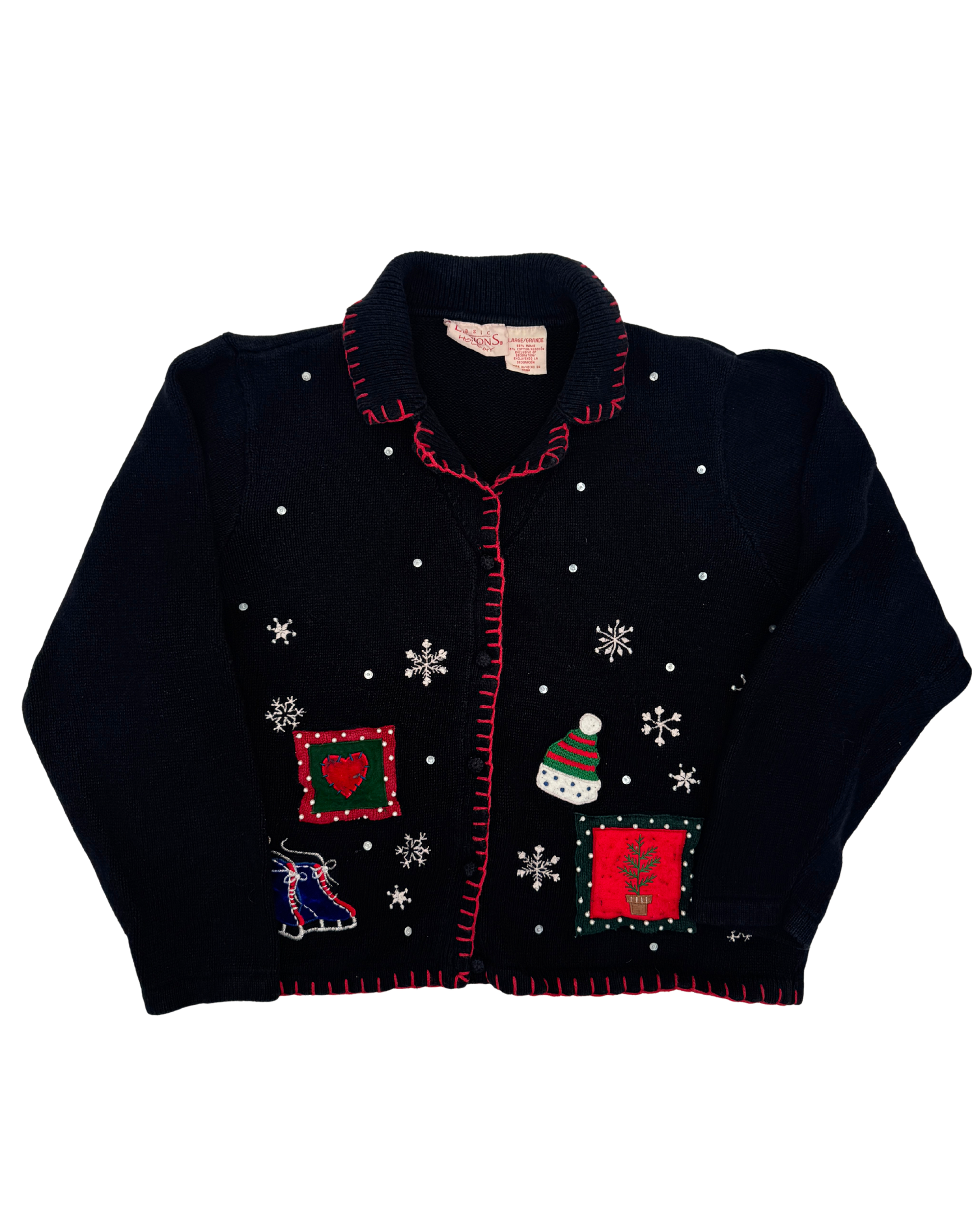 Basic Editions Black Patchwork Sweater