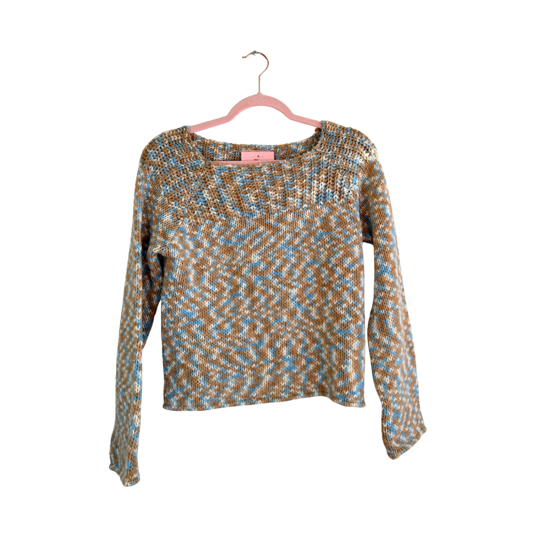 Fabiola Brown Blue Knit Sweater