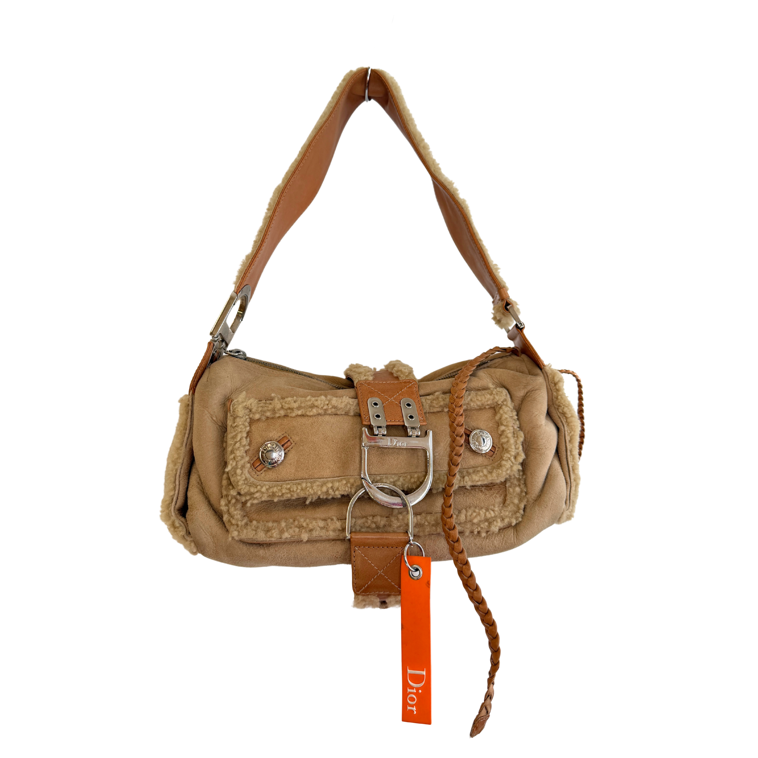 Dior Tan Shearling Flight Bag