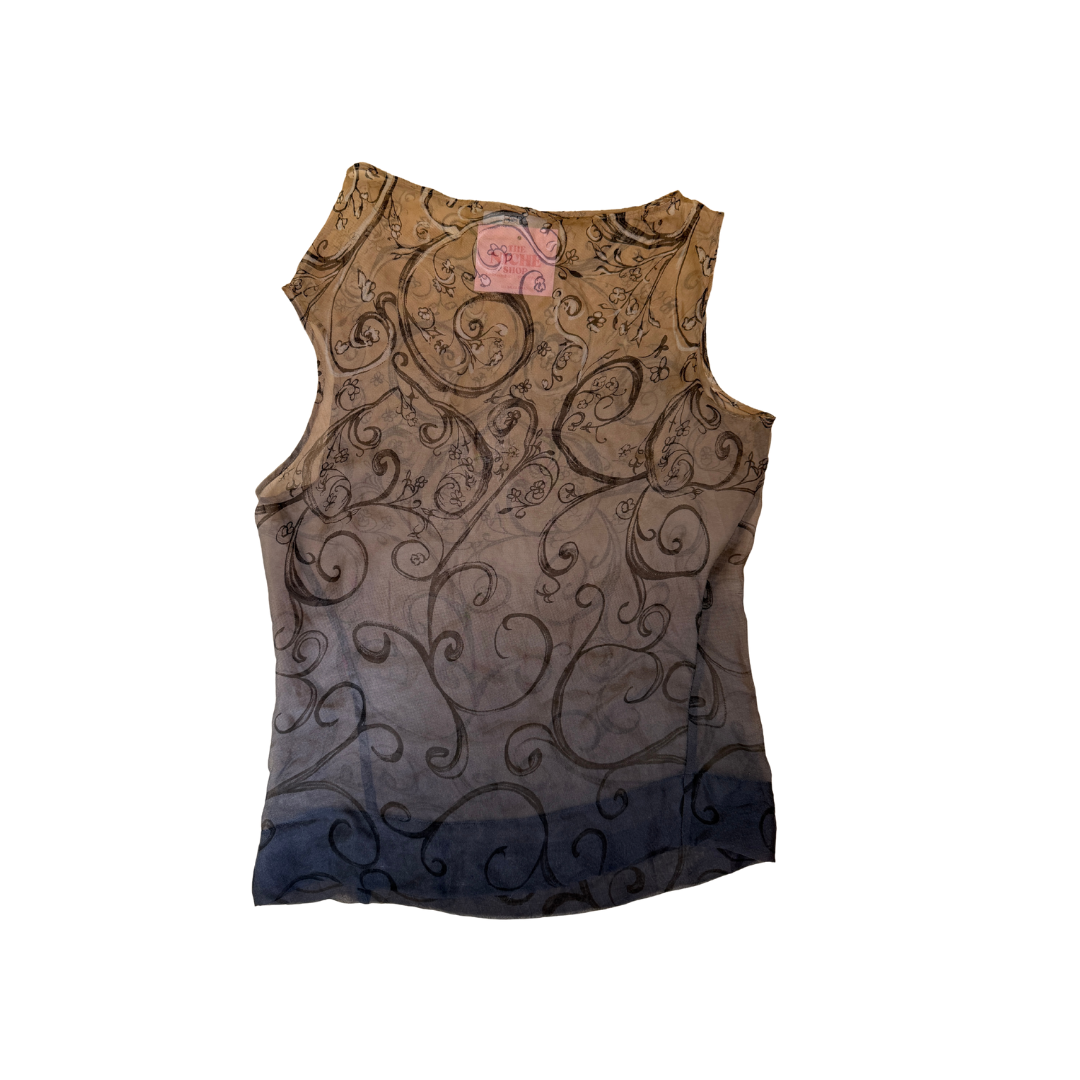 BCBG Sheer Asymmetrical Top