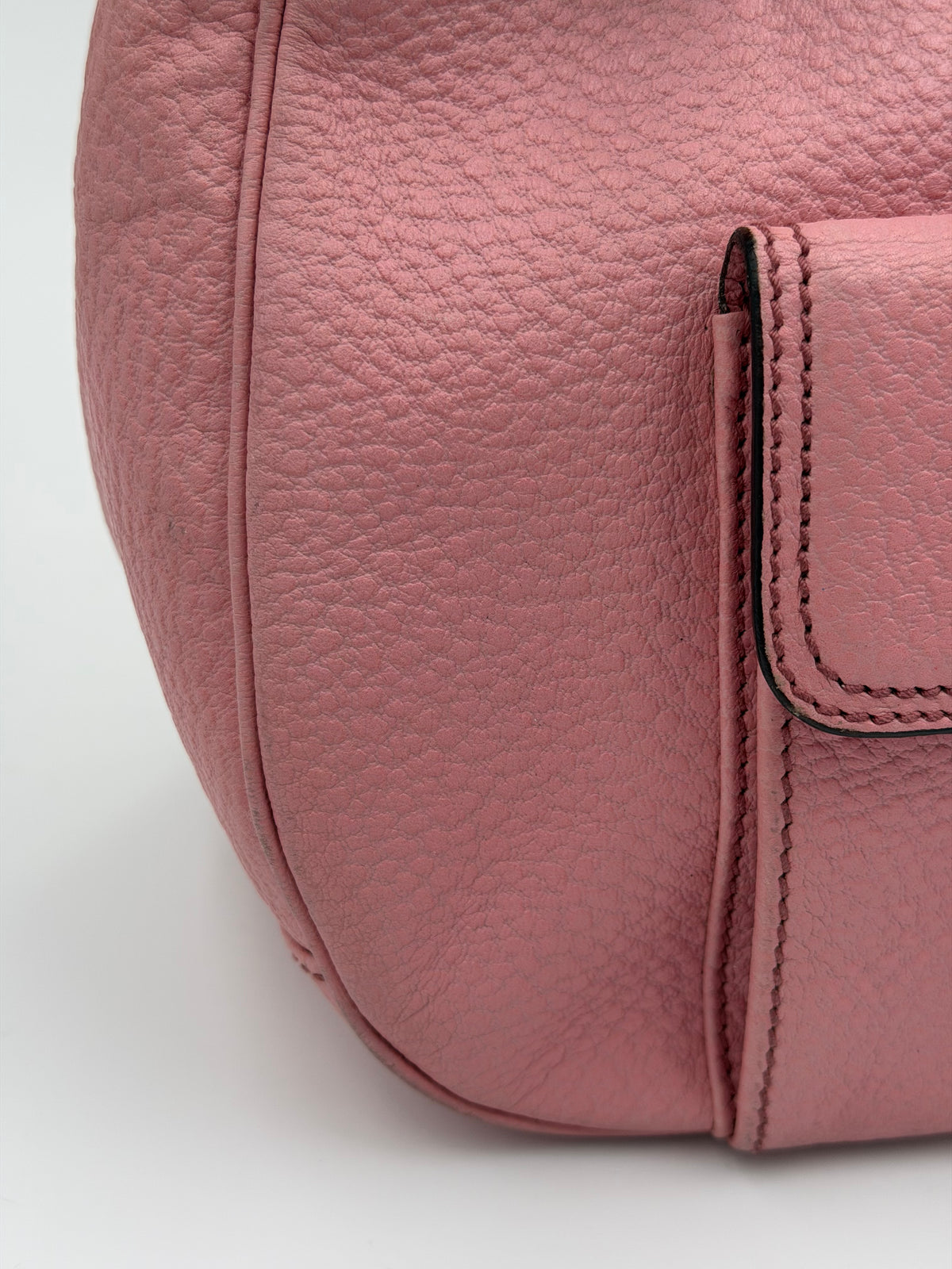 Gucci Pink Leather Bamboo Top Handle Bag
