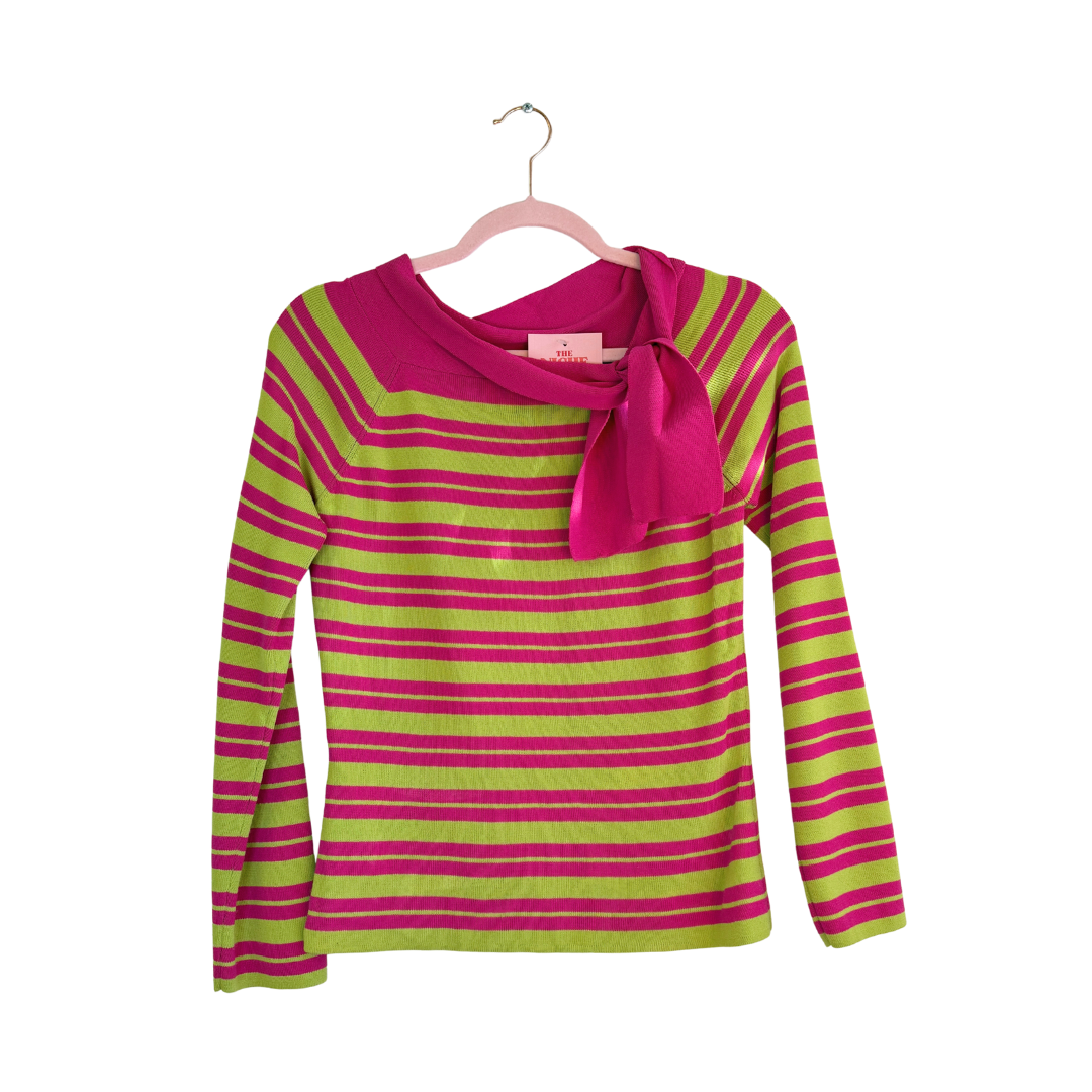 Update Pink Green Stripe Top