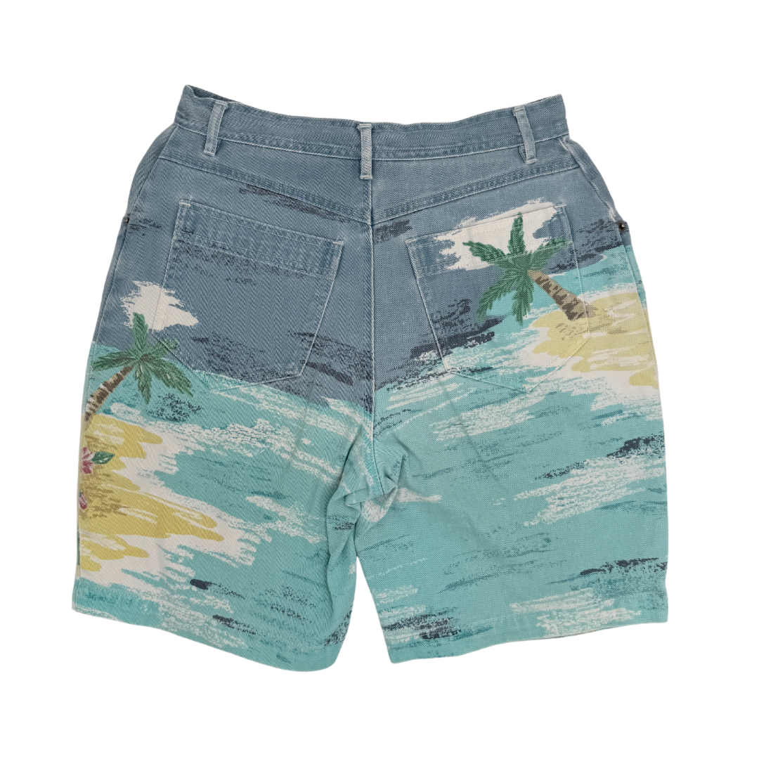 Together Beach Print Denim Shorts