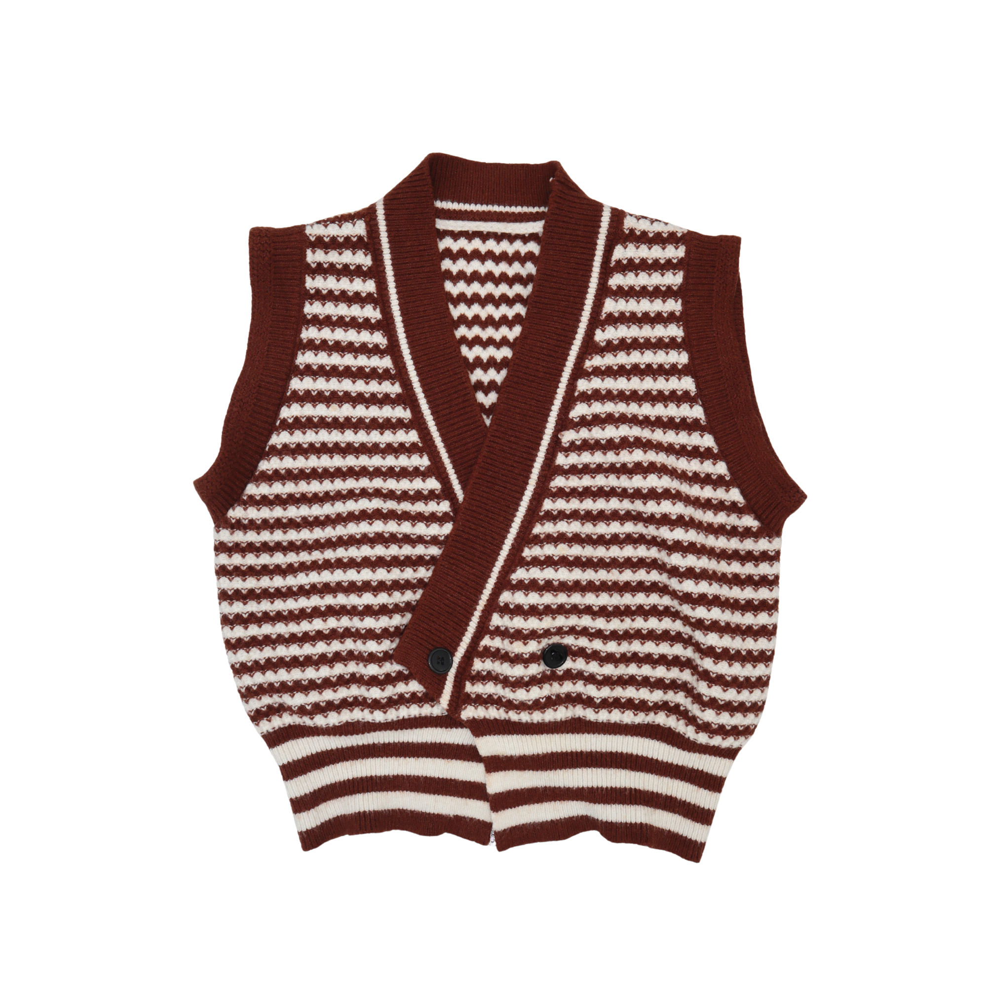Brown Striped Knit Vest