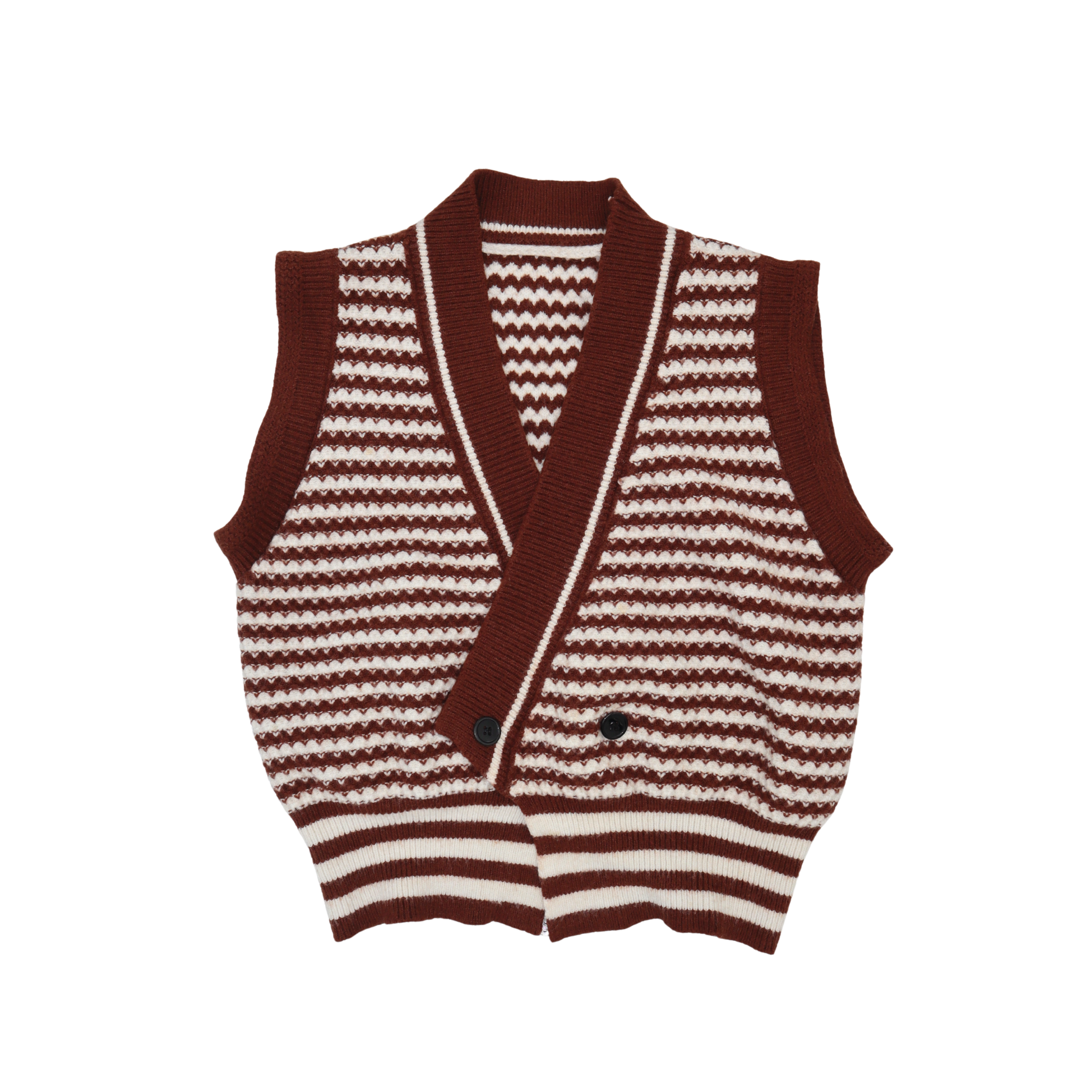 Brown Striped Knit Vest