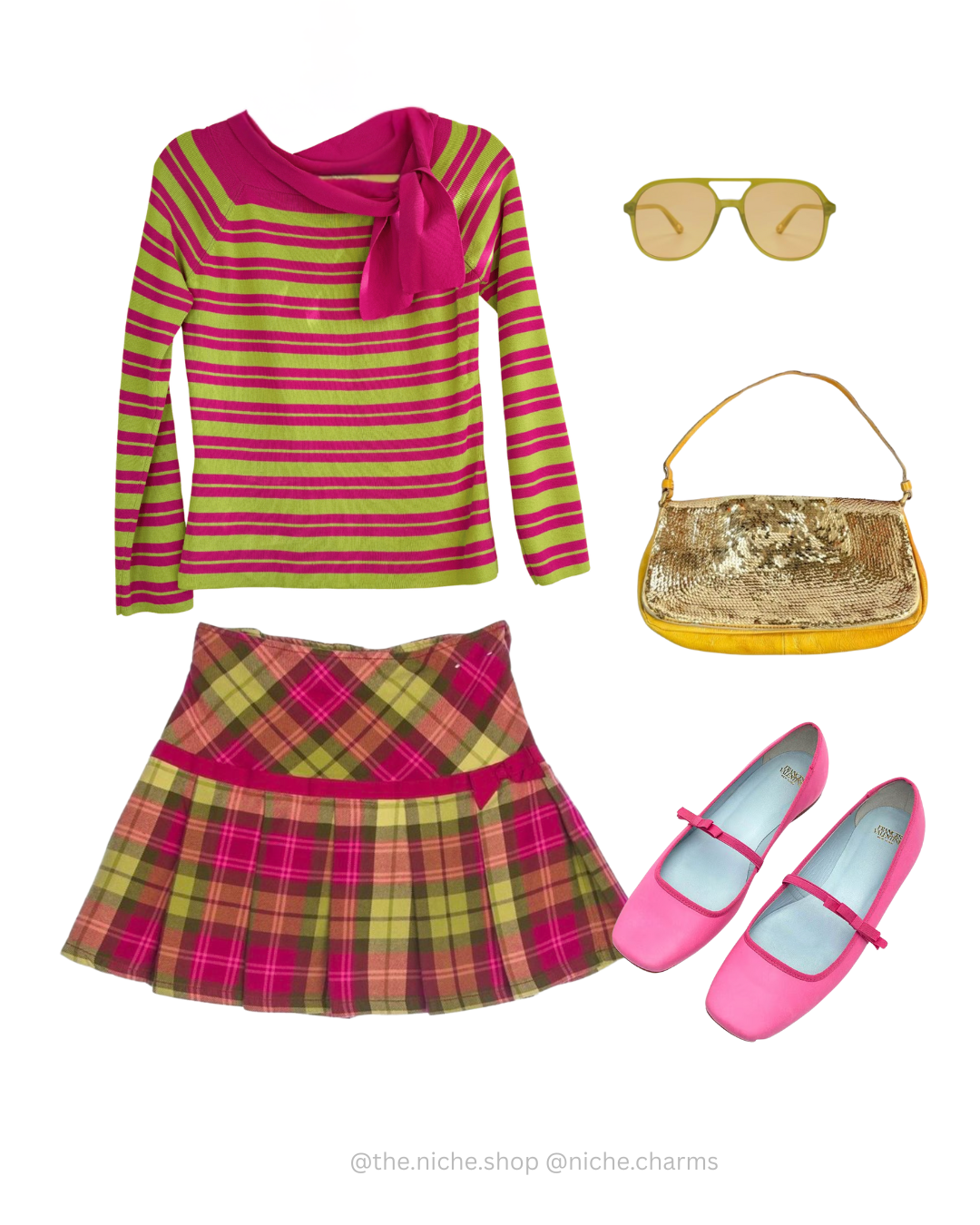 Update Pink Green Stripe Top