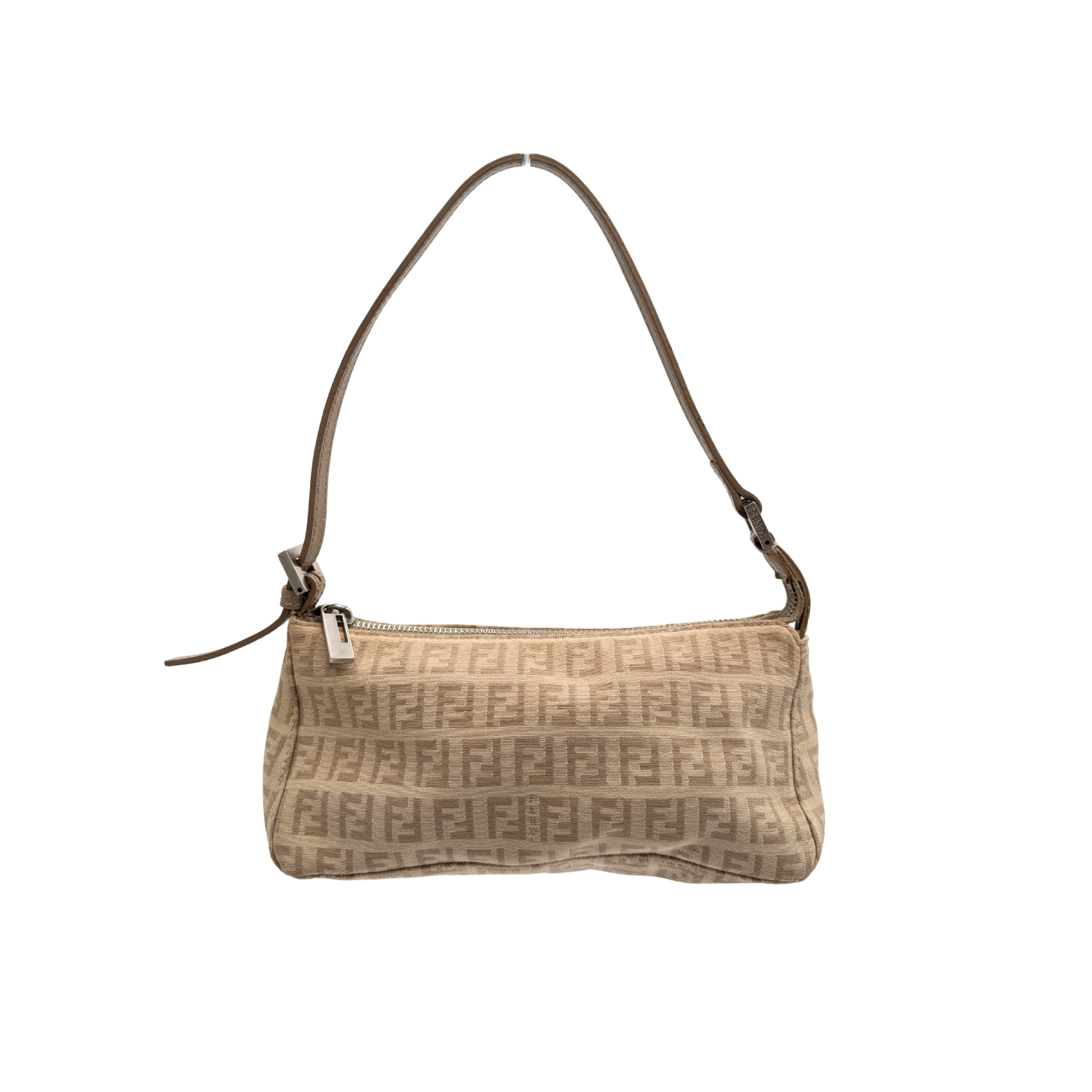 Fendi Tan Zucchino Canvas Pochette Bag
