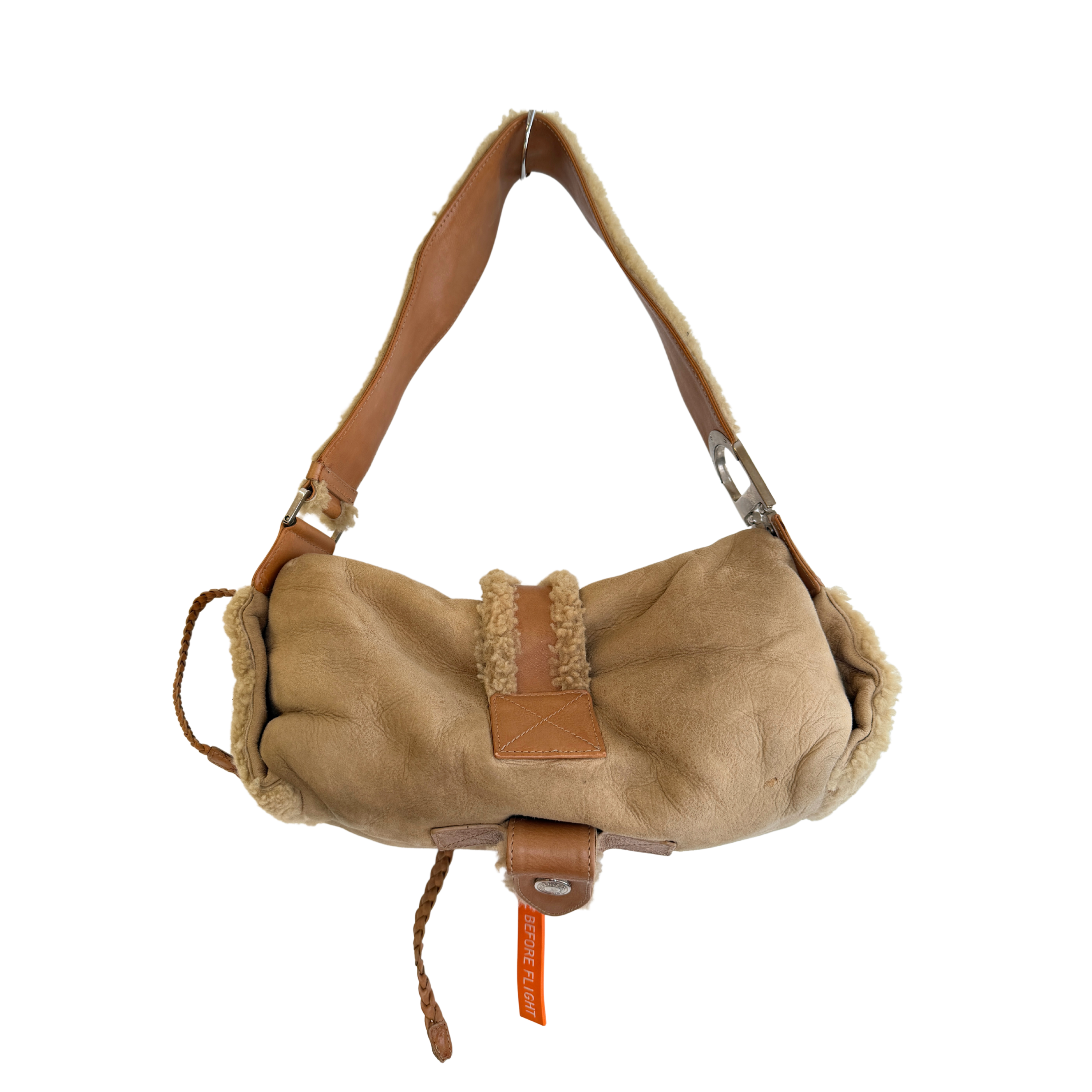 Dior Tan Shearling Flight Bag