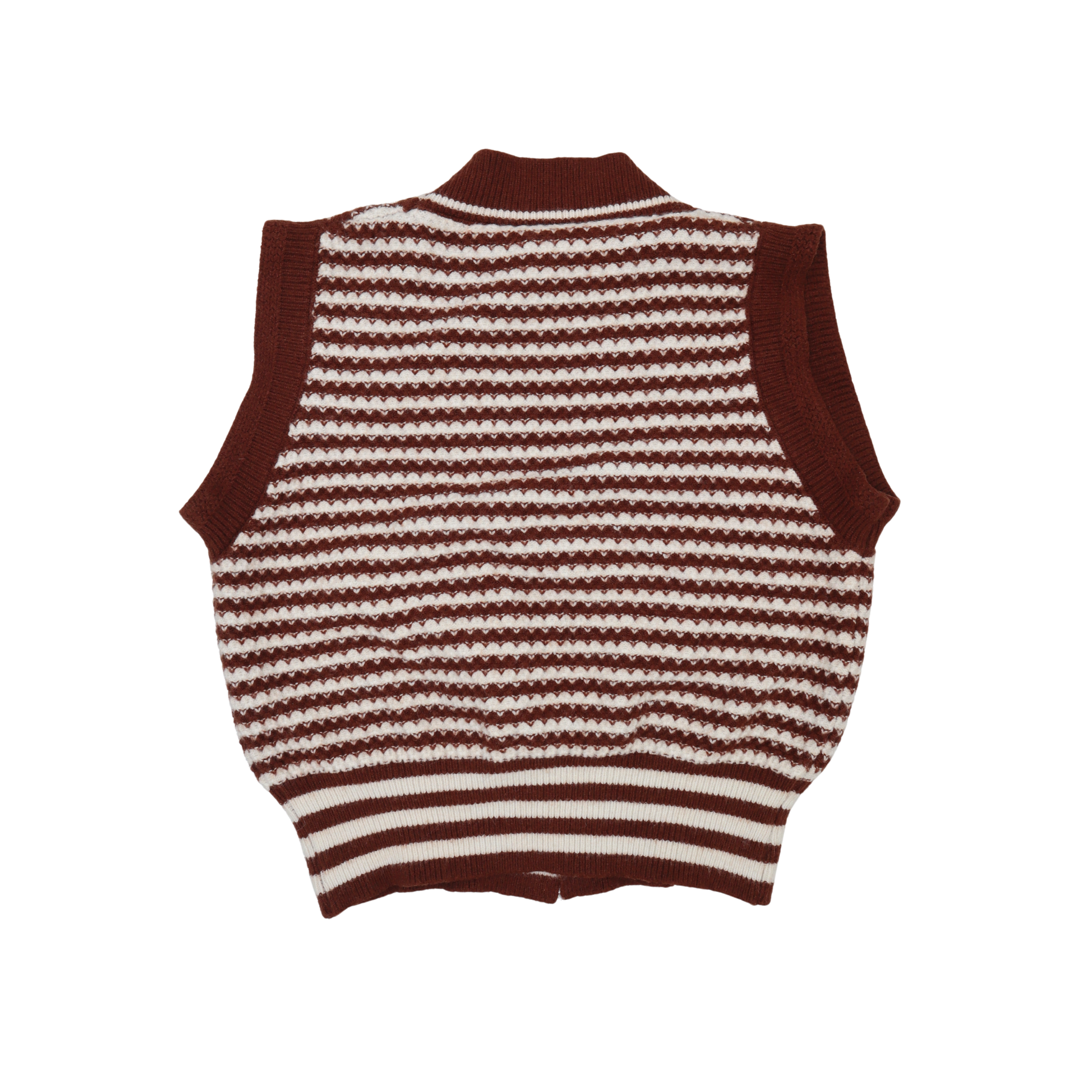 Brown Striped Knit Vest