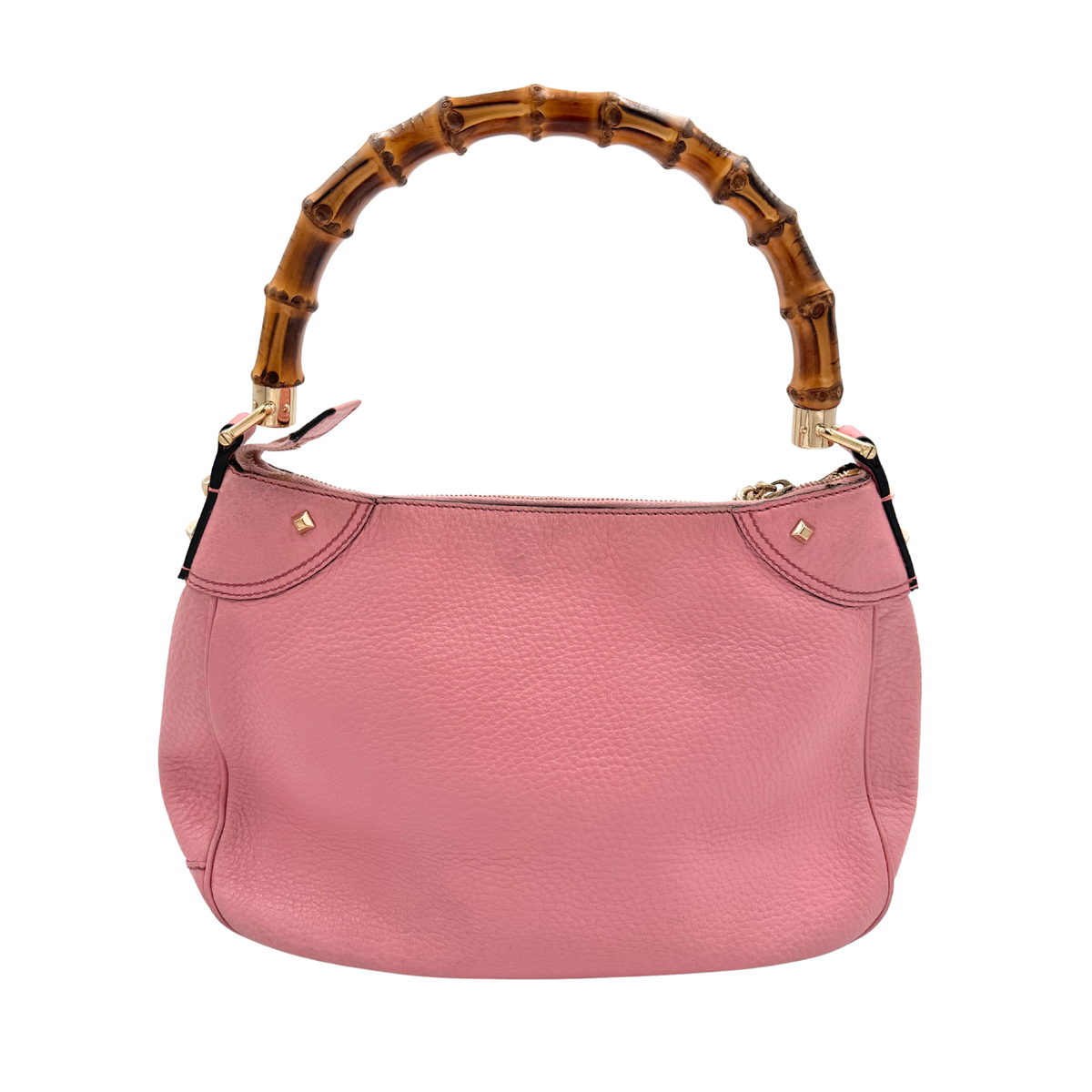 Gucci Pink Leather Bamboo Top Handle Bag