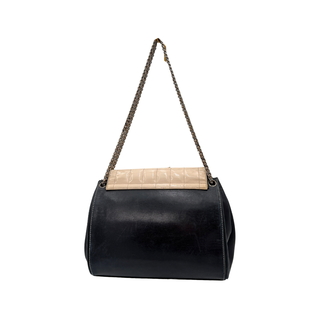 Chanel Black and White Leather Chocolate Bar Bag