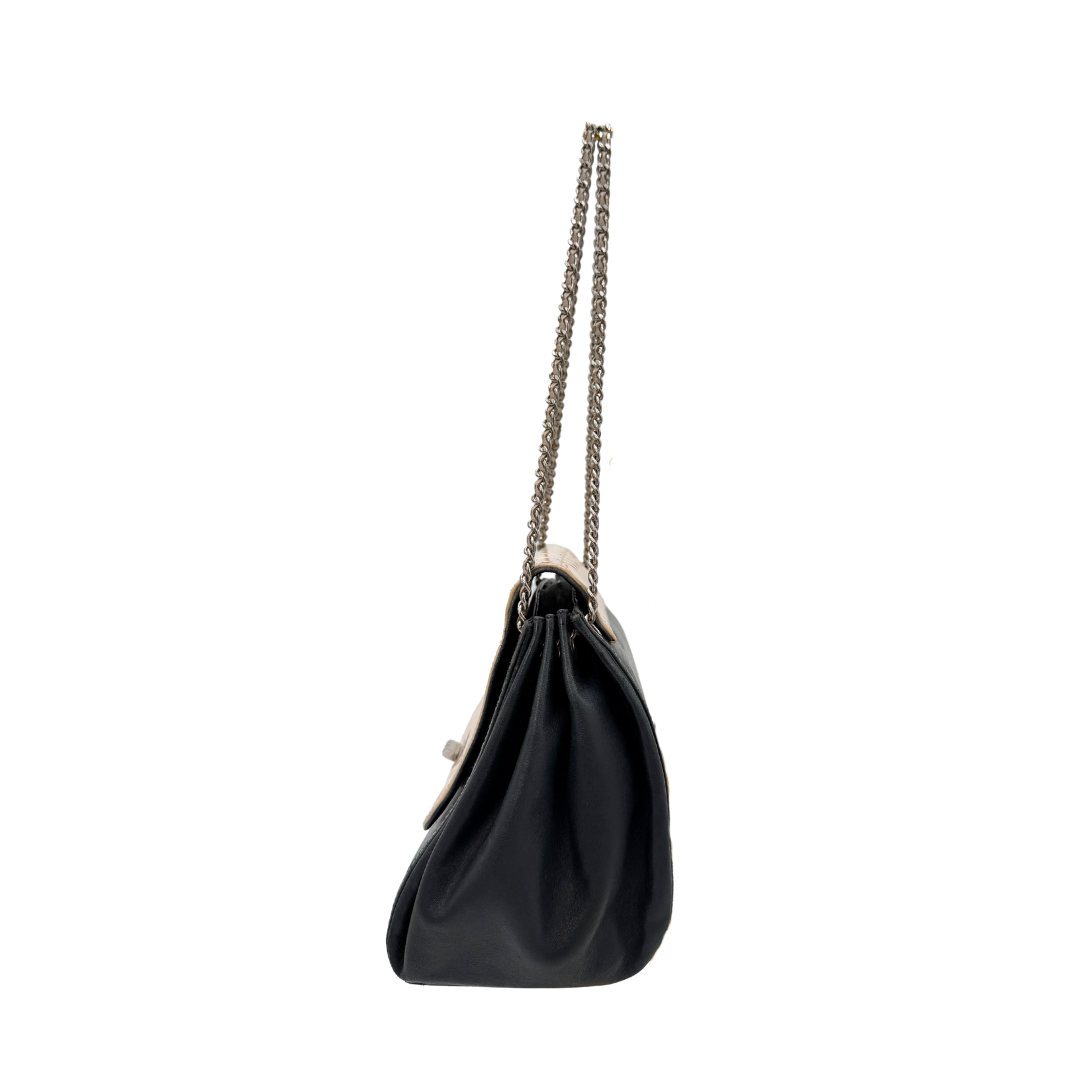 Chanel Black and White Leather Chocolate Bar Bag