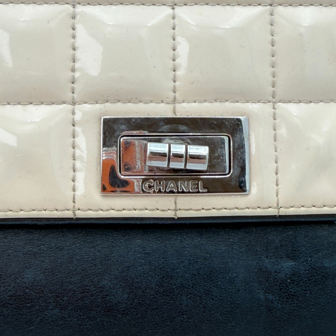 Chanel Black and White Leather Chocolate Bar Bag