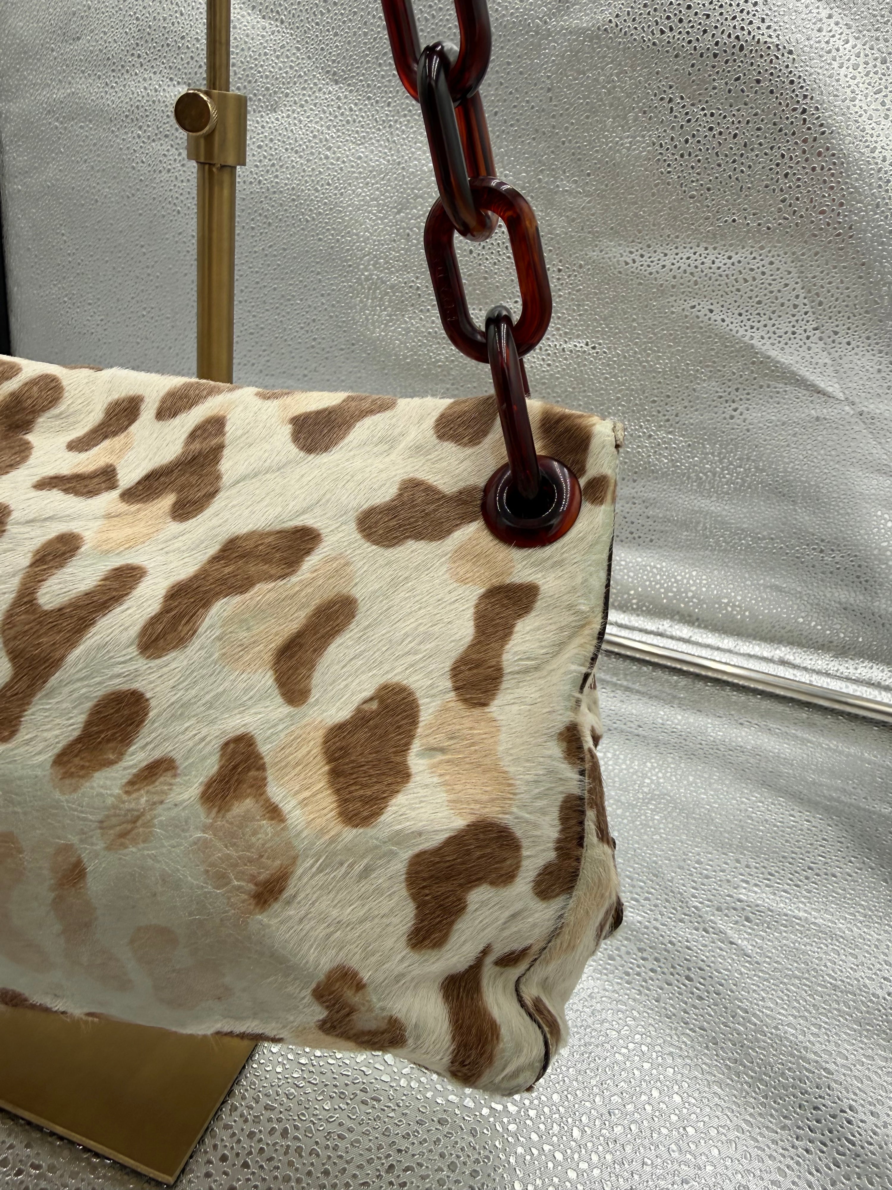 Prada Leopard Print Pony-Hair Shoulder Bag