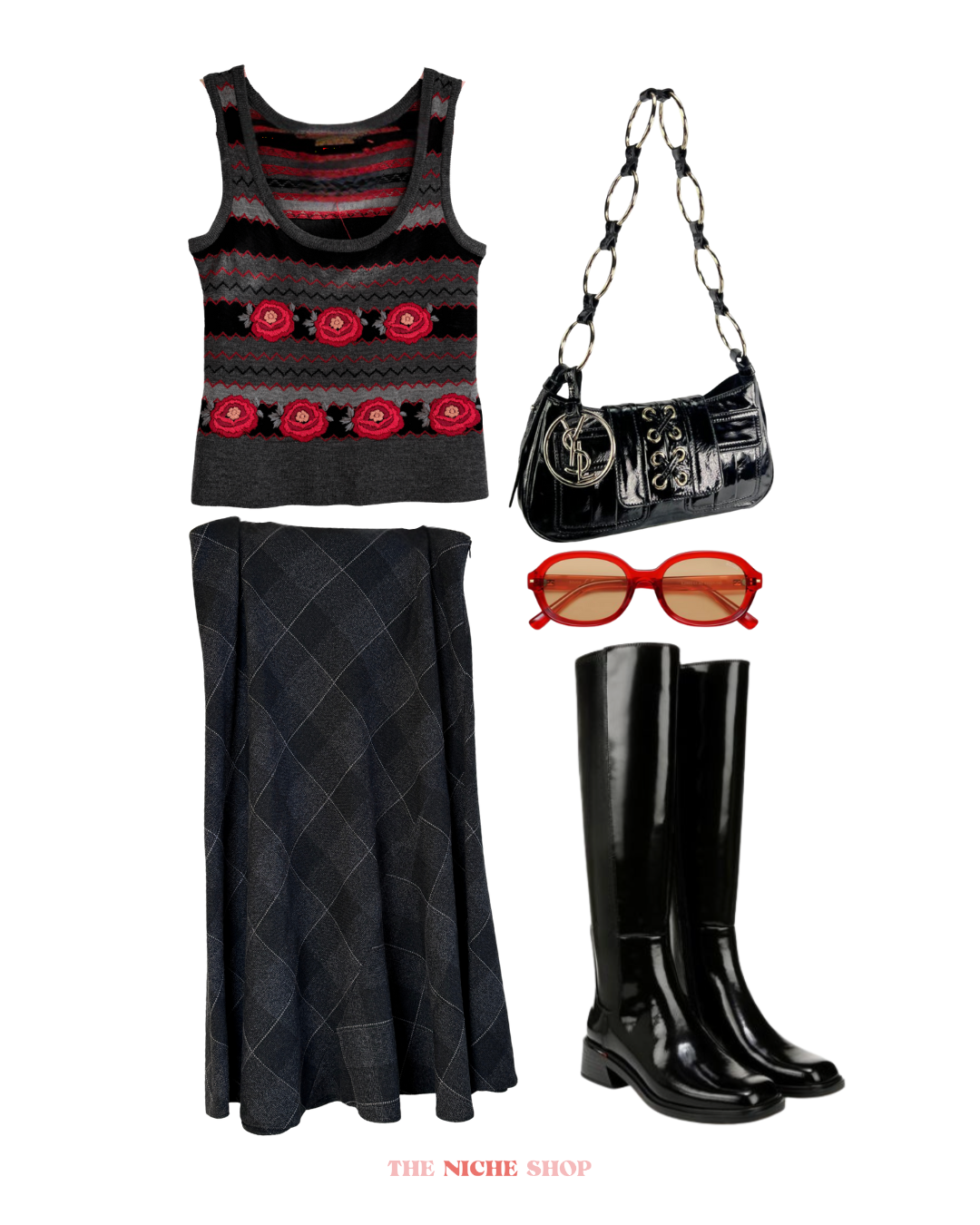 Style By Ewm Gray Plaid Skirt