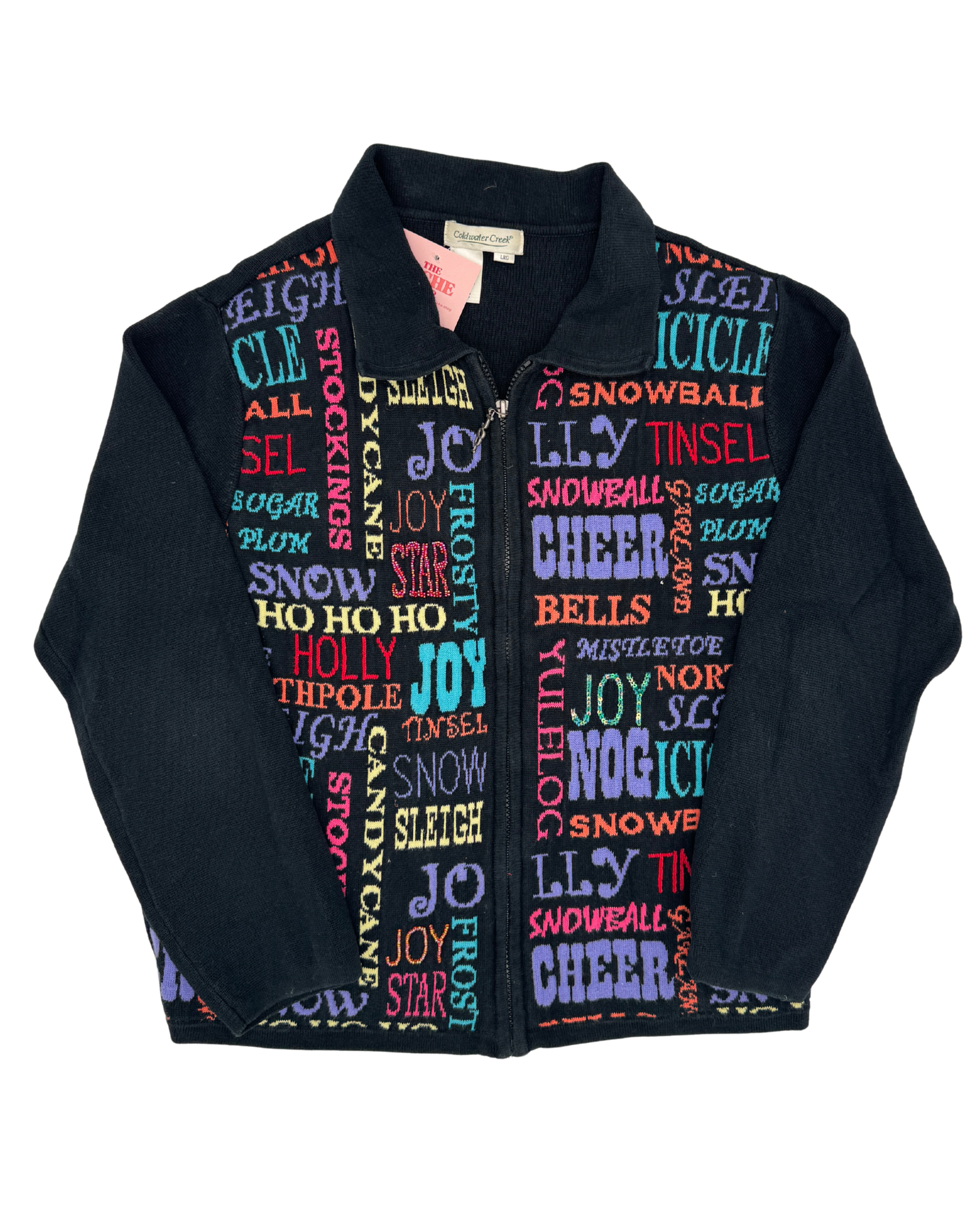 Coldwater Creek Holiday Word Sweater