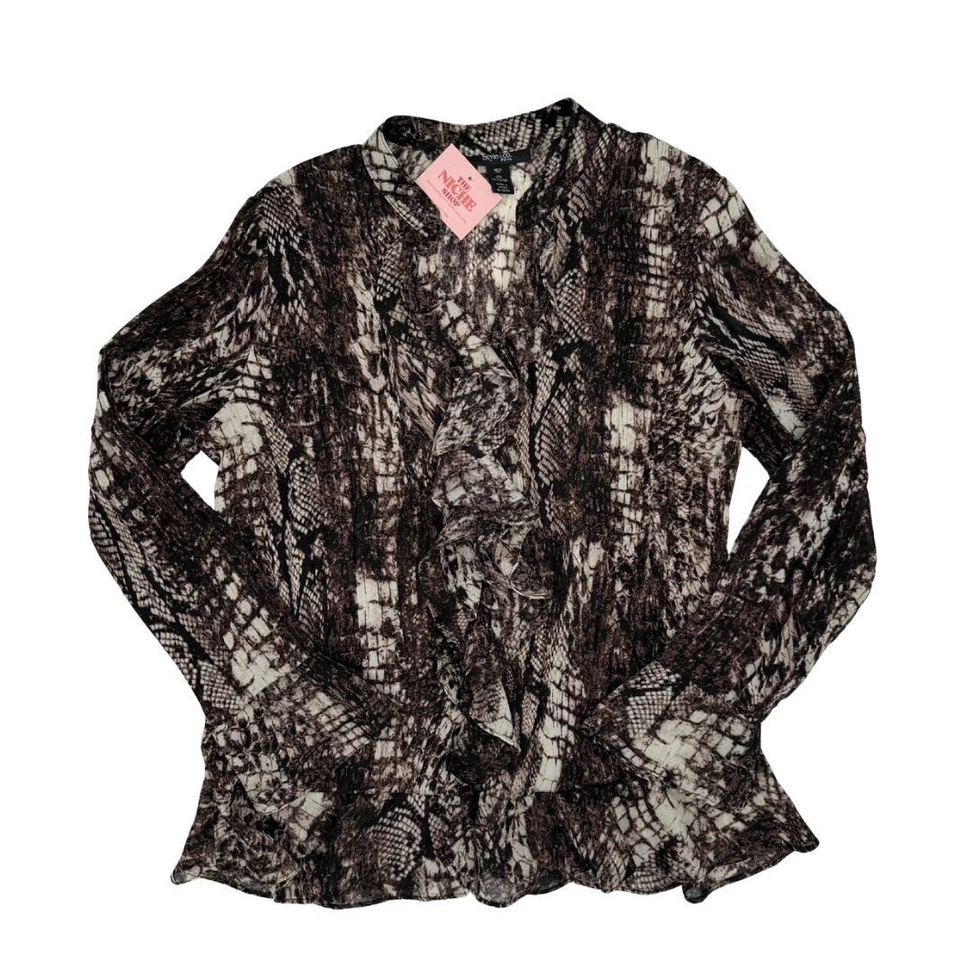 Style & Co Snake Print Ruffle Top
