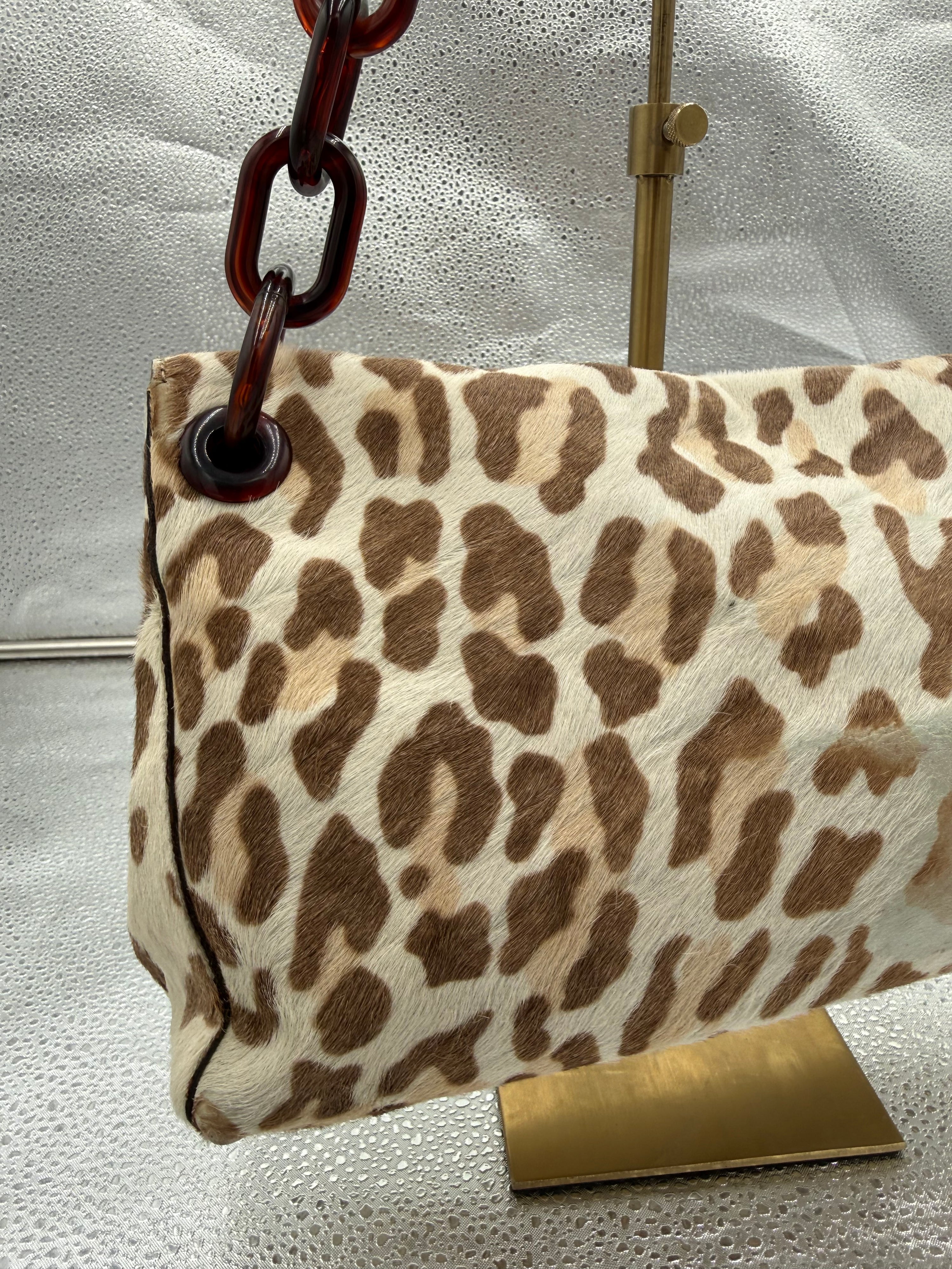 Prada Leopard Print Pony-Hair Shoulder Bag