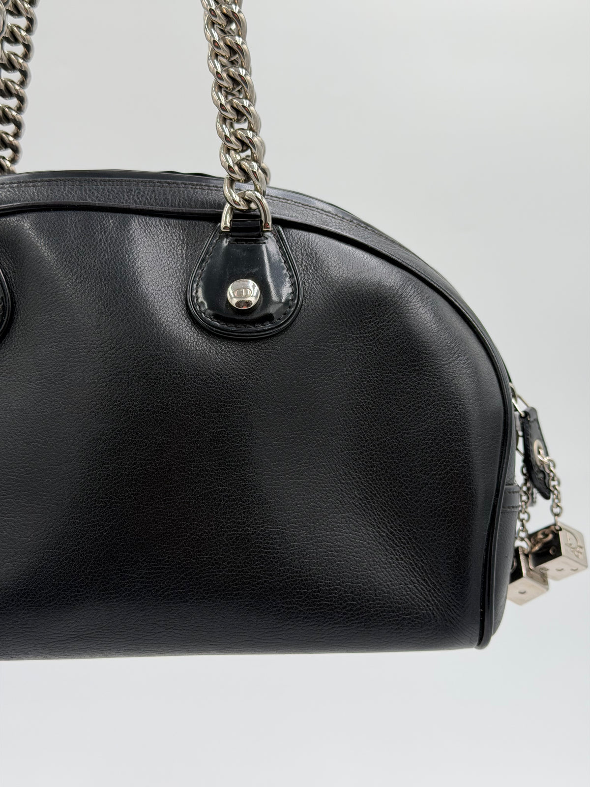 Christian Dior Black Gambler Dice Bowler Bag