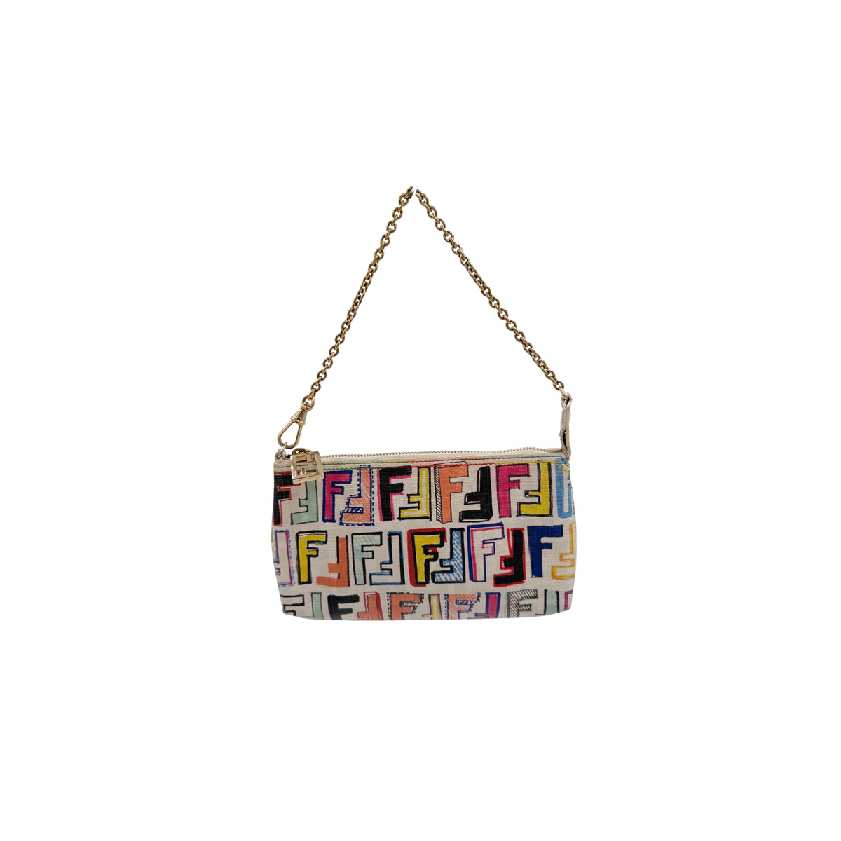 Fendi White Multicolor Zucca Pochette