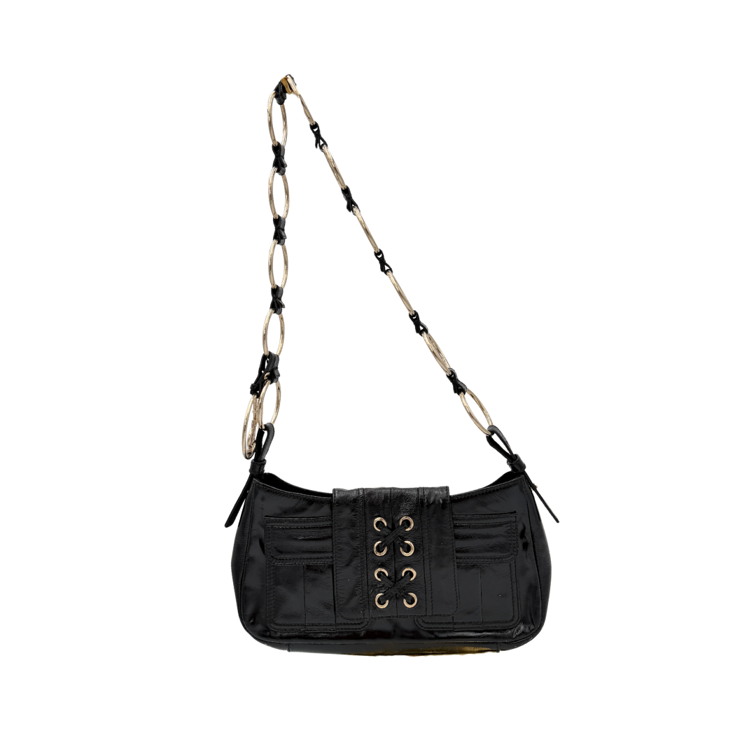 YSL Black Patent Corset Bag