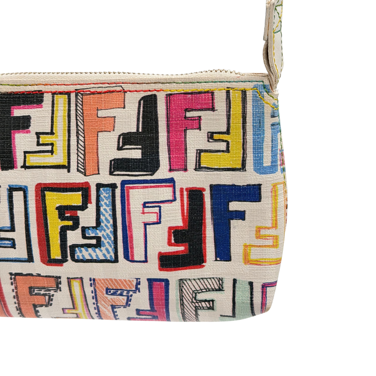Fendi White Multicolor Zucca Pochette