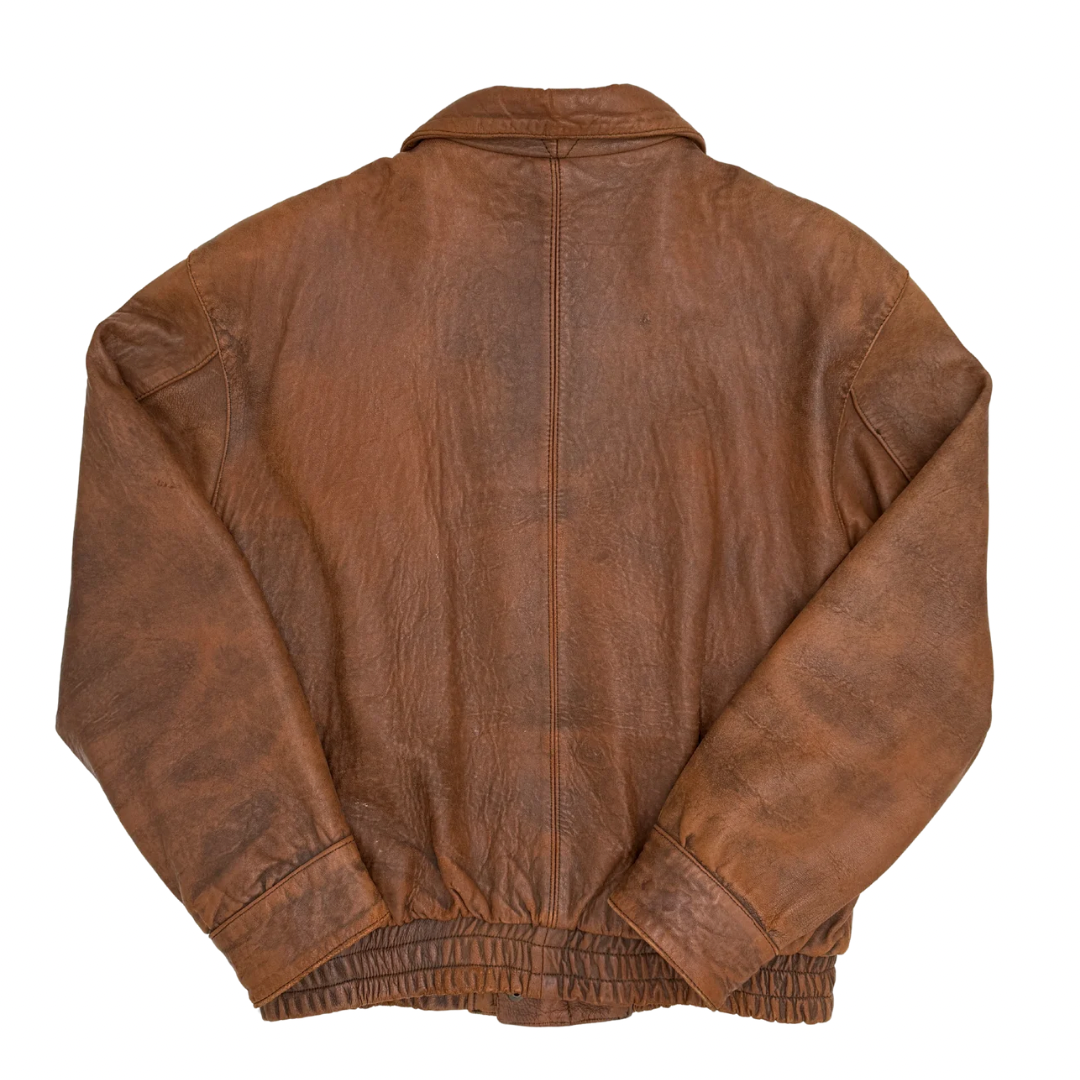 Luis Alvear Brown Leather Bomber Jacket
