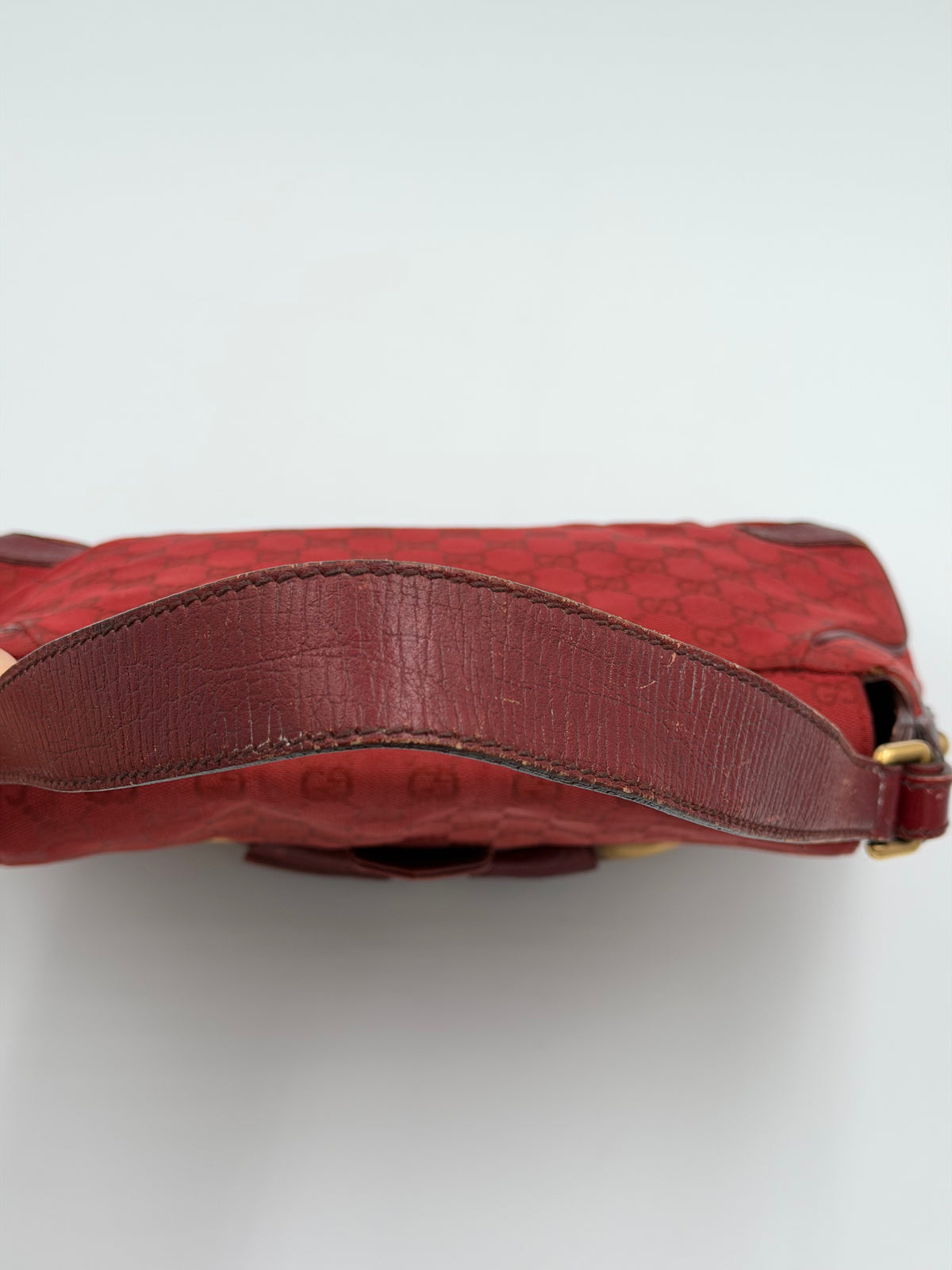 Gucci GG Canvas Horsebit Red Shoulder Bag