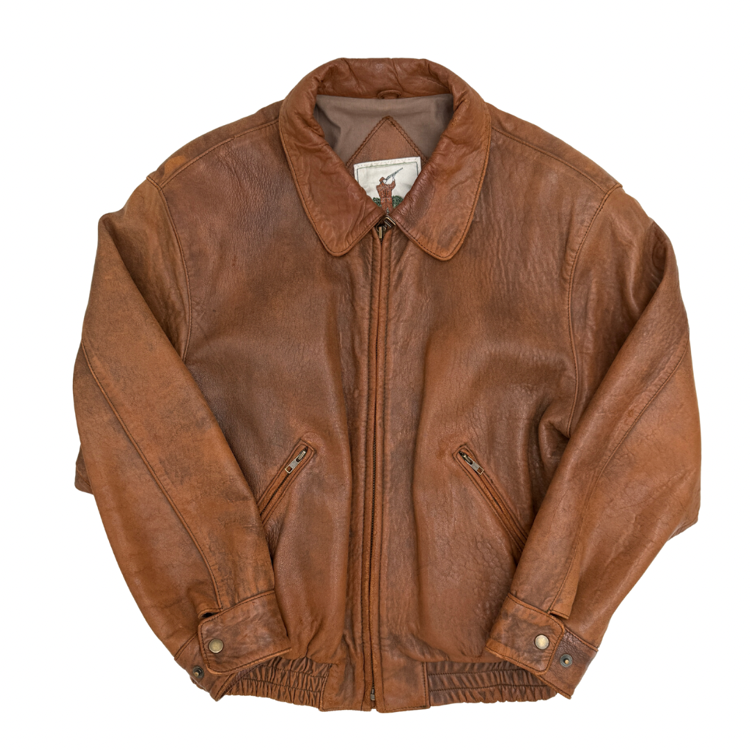 Luis Alvear Brown Leather Bomber Jacket