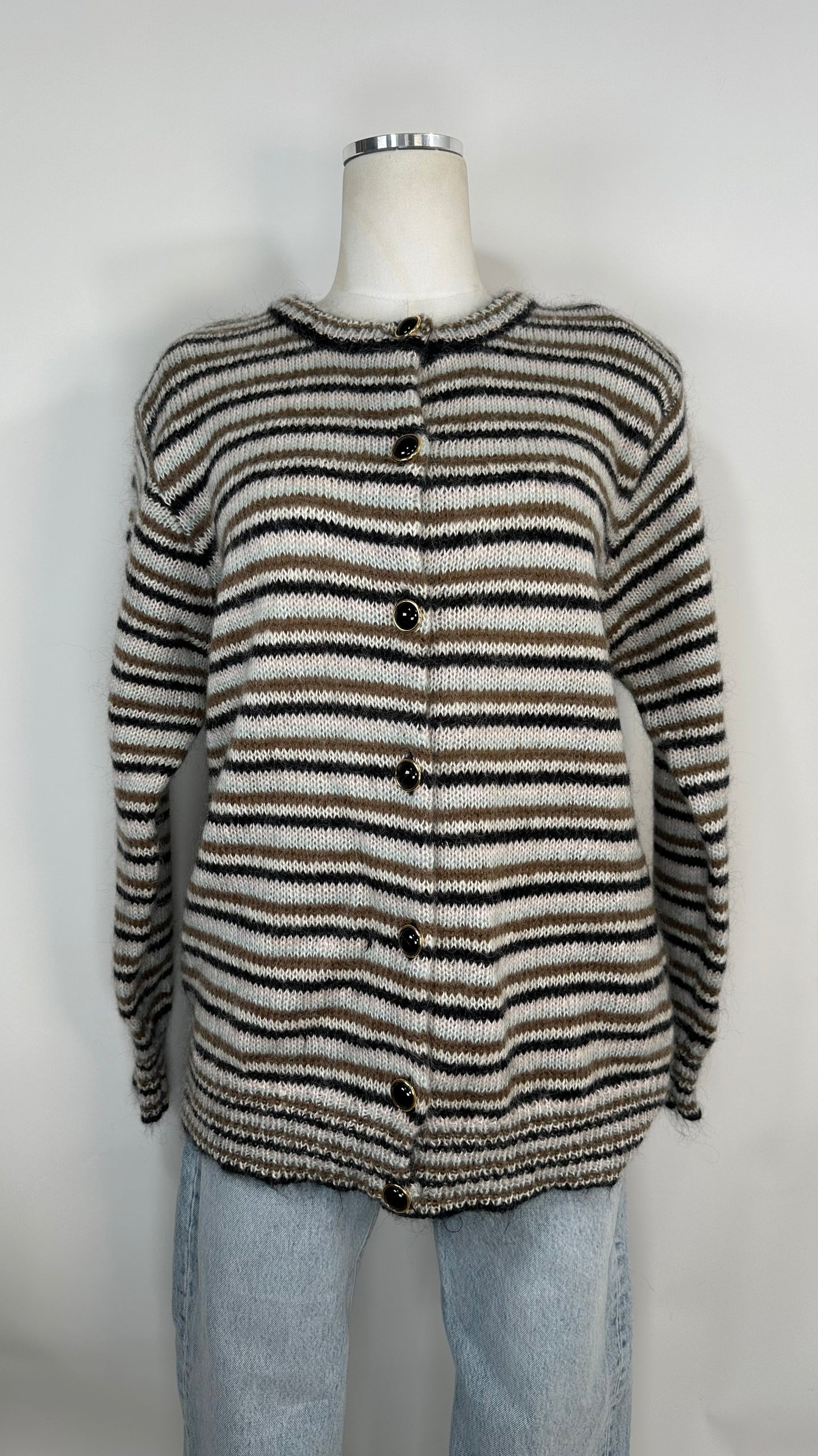 Stripe Knit Cardigan Sweater