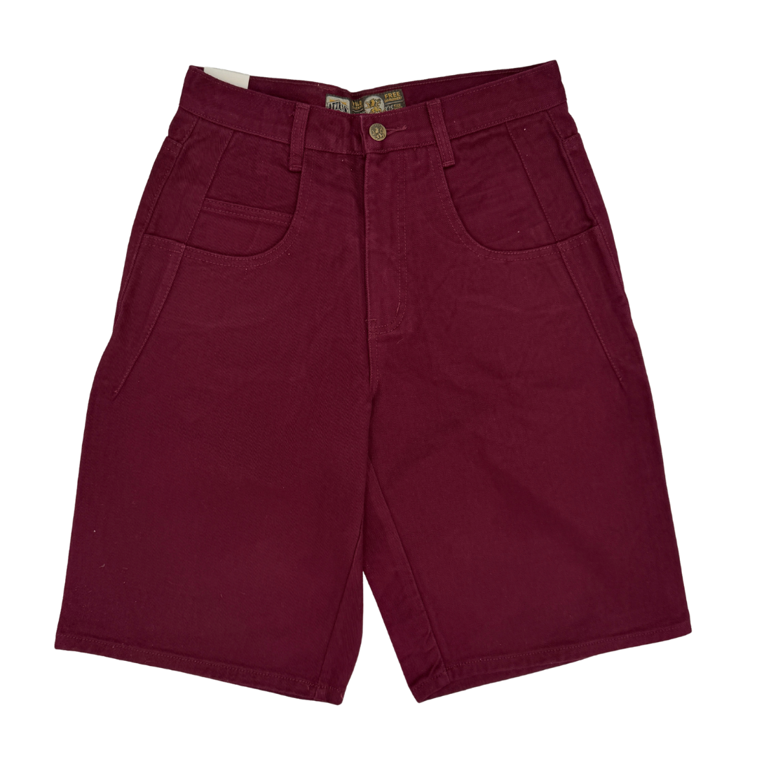 Attrak Maroon Denim Shorts