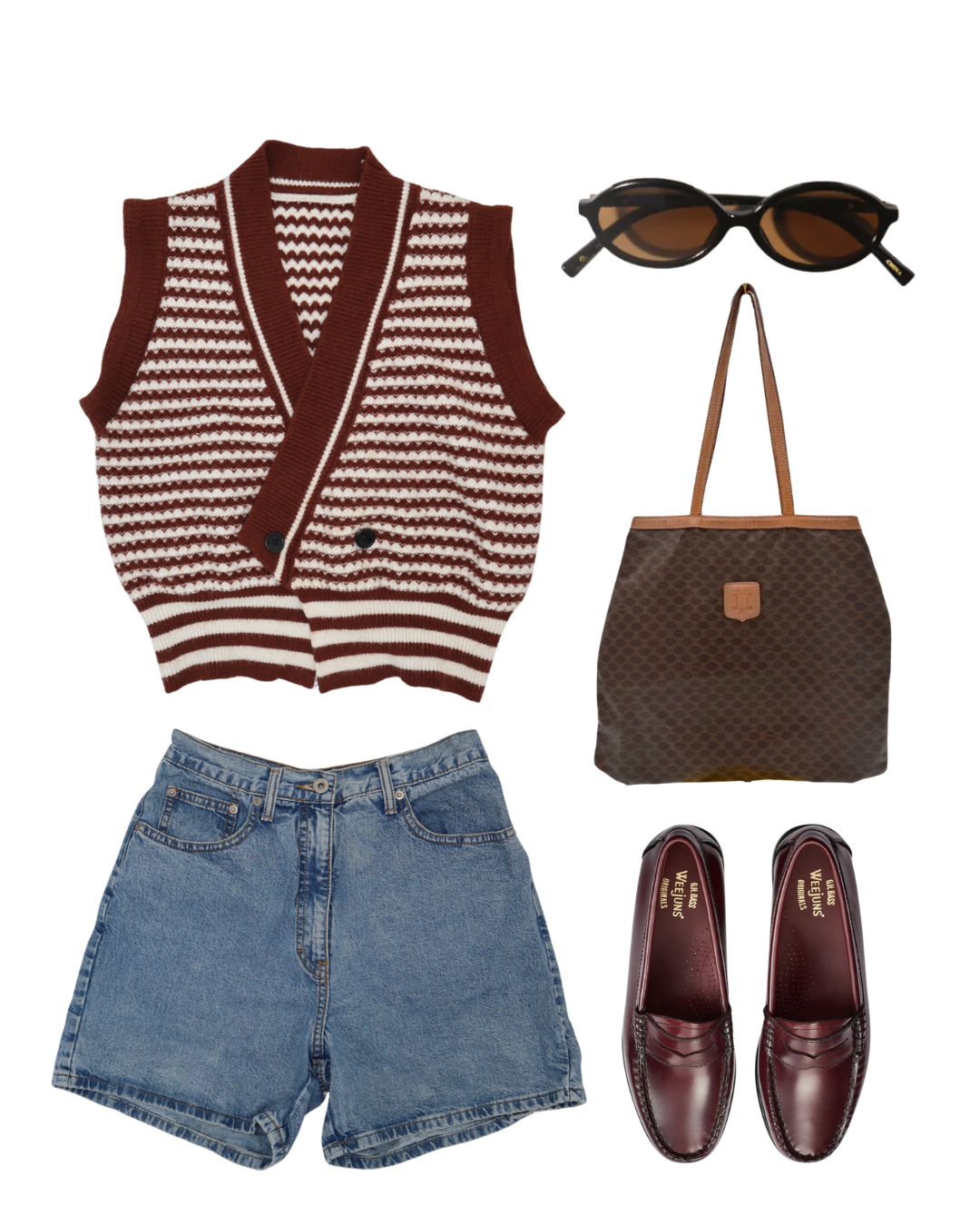 Brown Striped Knit Vest