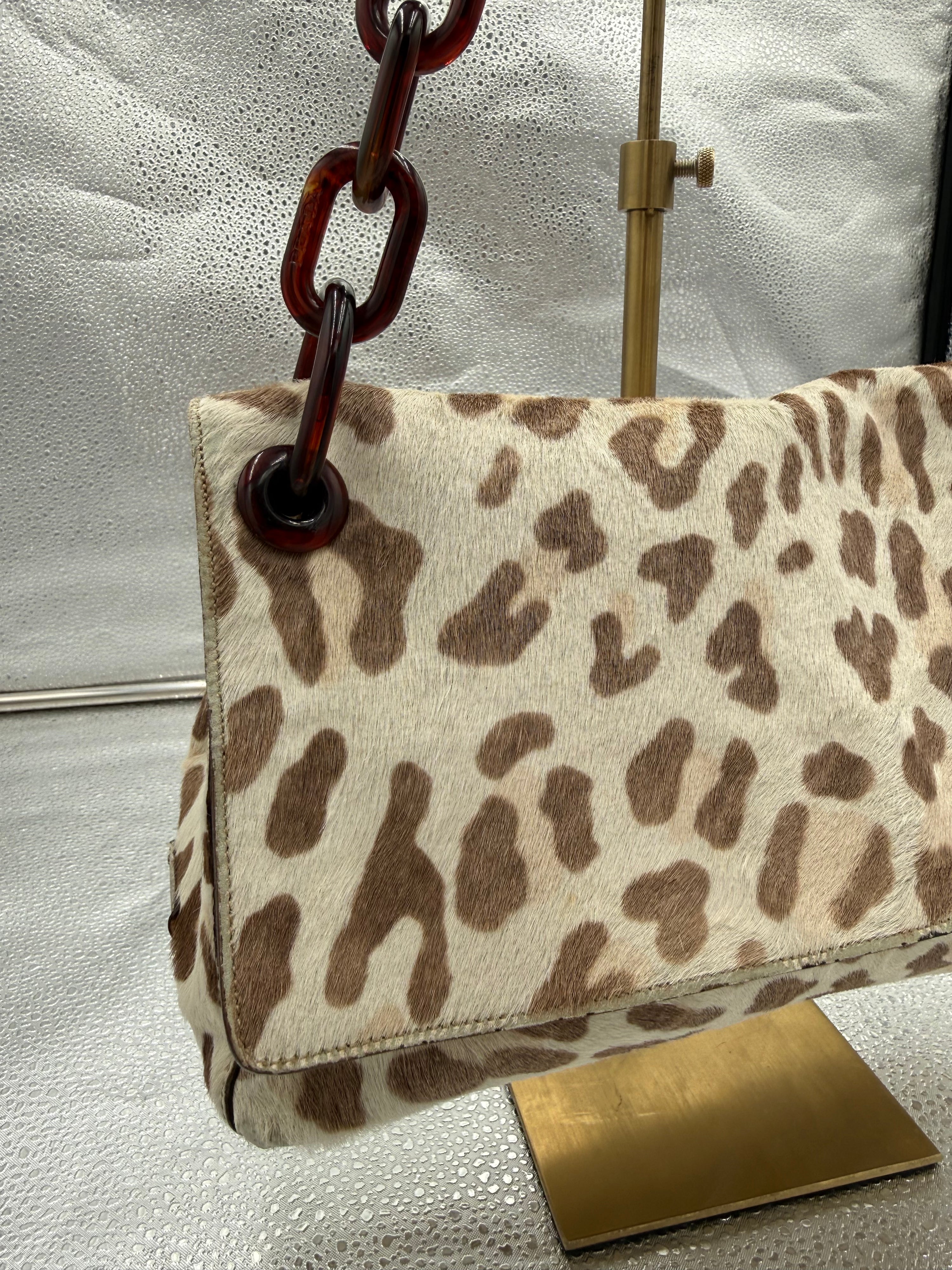Prada Leopard Print Pony-Hair Shoulder Bag