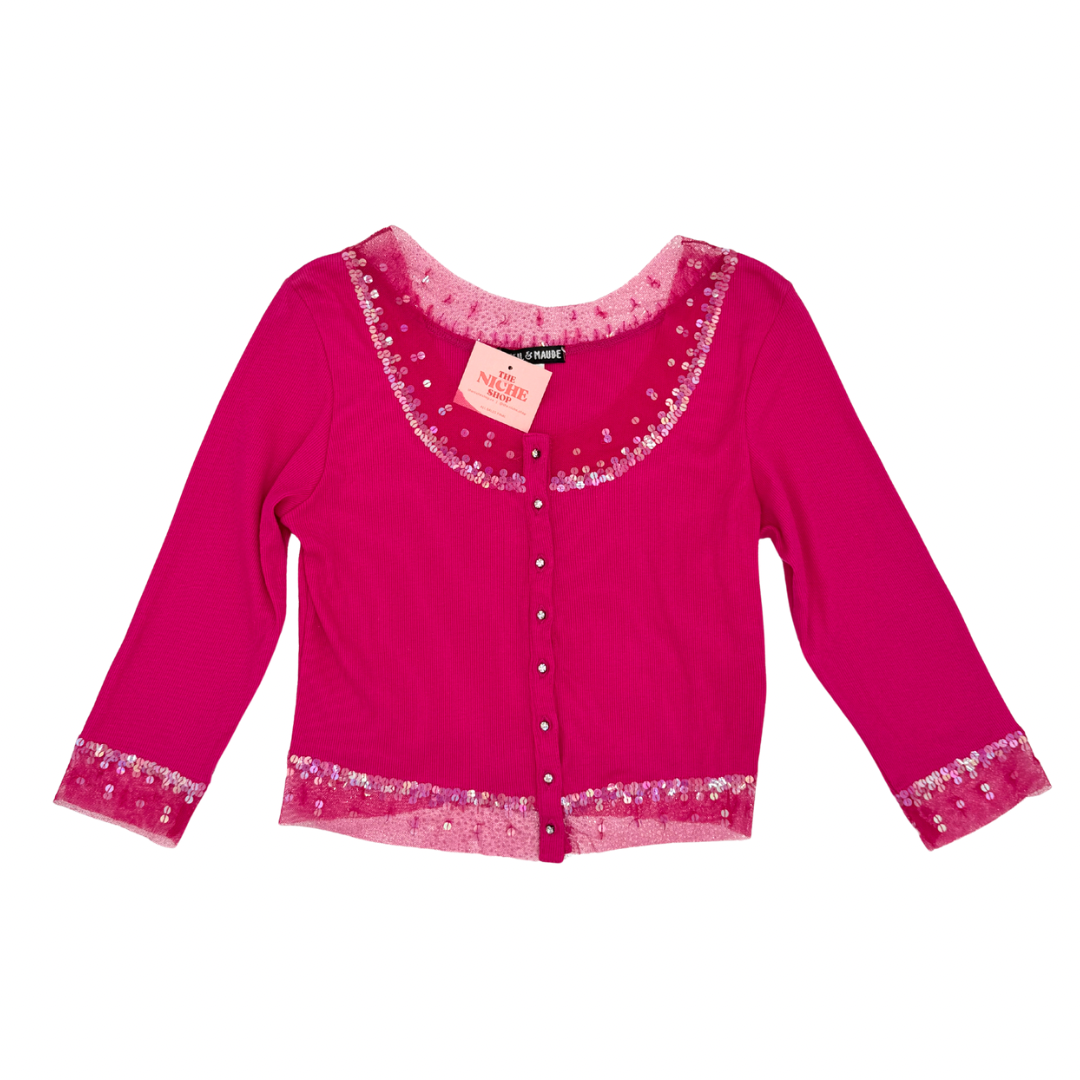 Basil & Maude Pink Sequin Cardigan