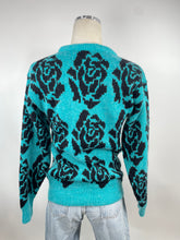 Load image into Gallery viewer, EZ Spirit Teal Flower Sweater
