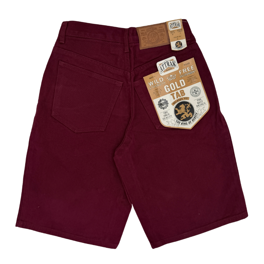 Attrak Maroon Denim Shorts