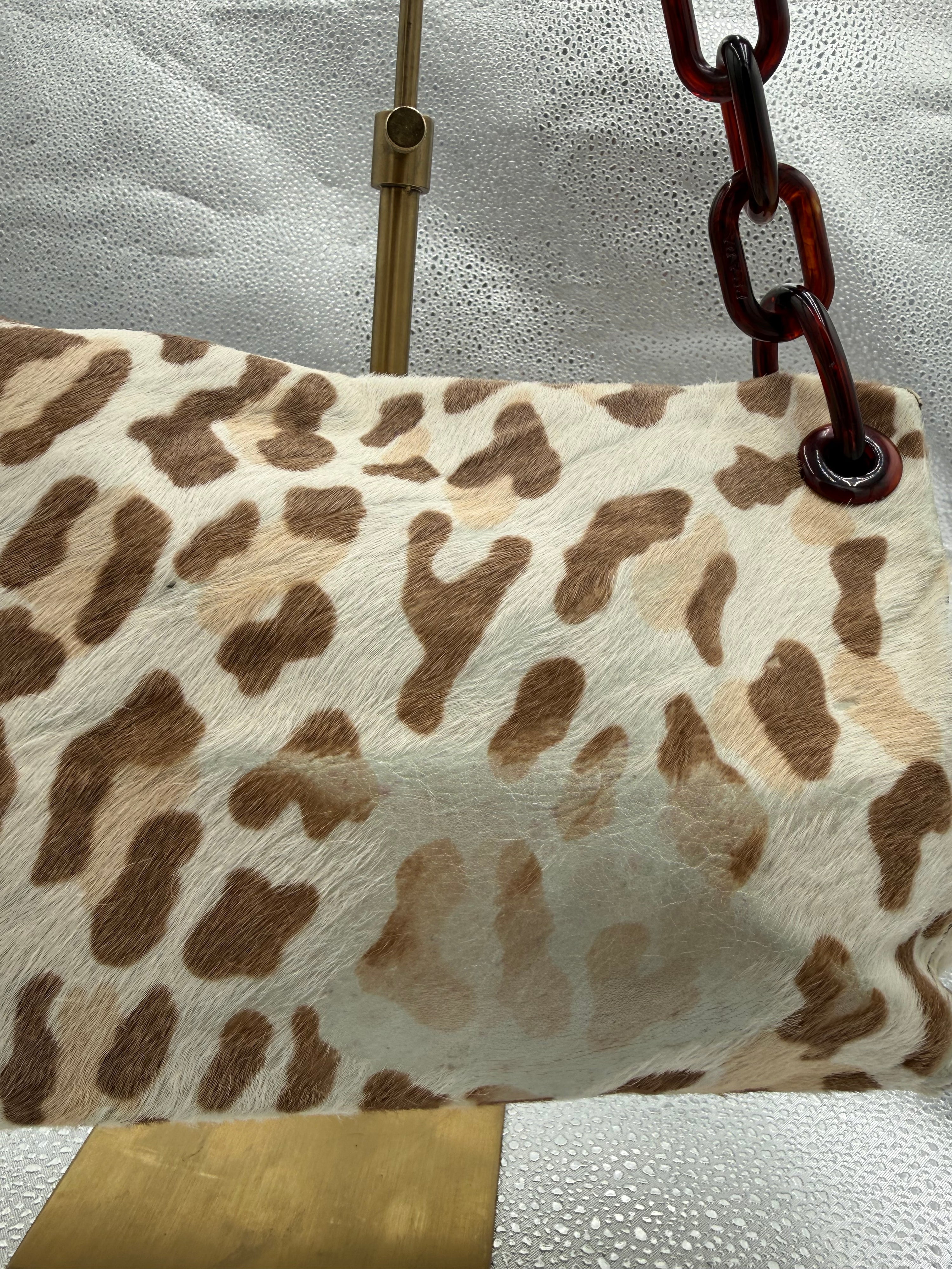 Prada Leopard Print Pony-Hair Shoulder Bag