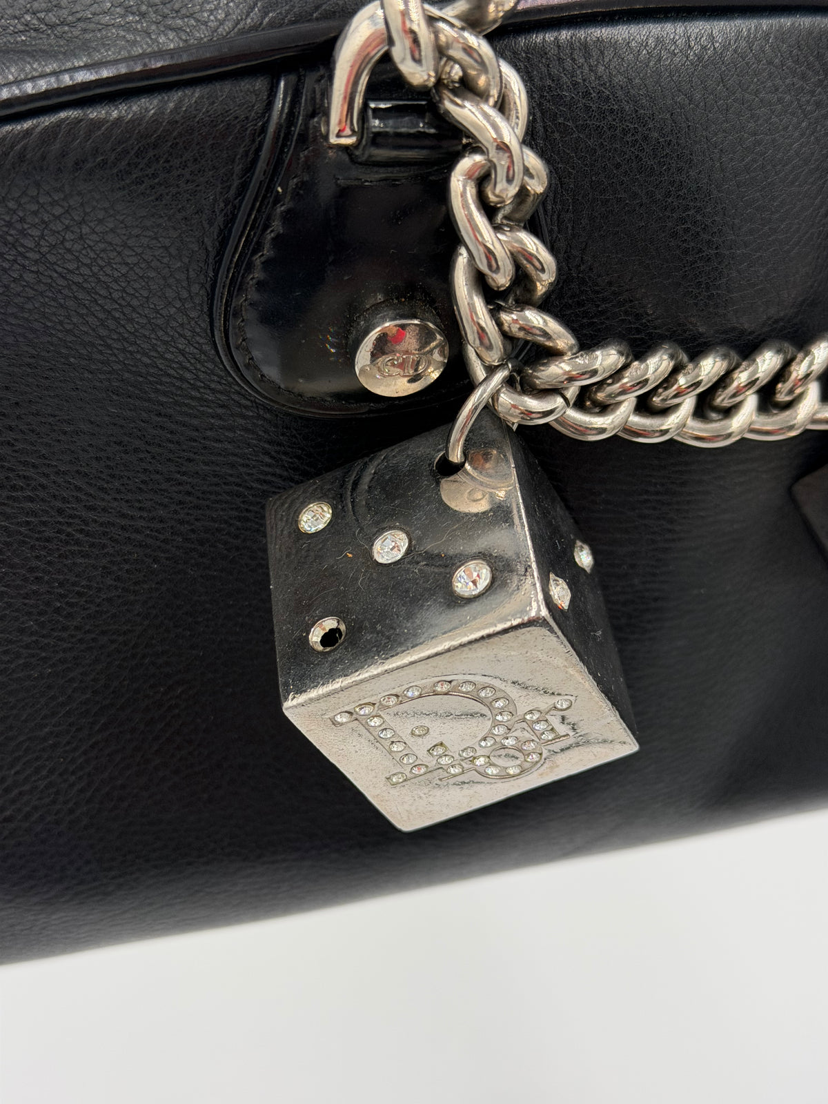 Christian Dior Black Gambler Dice Bowler Bag