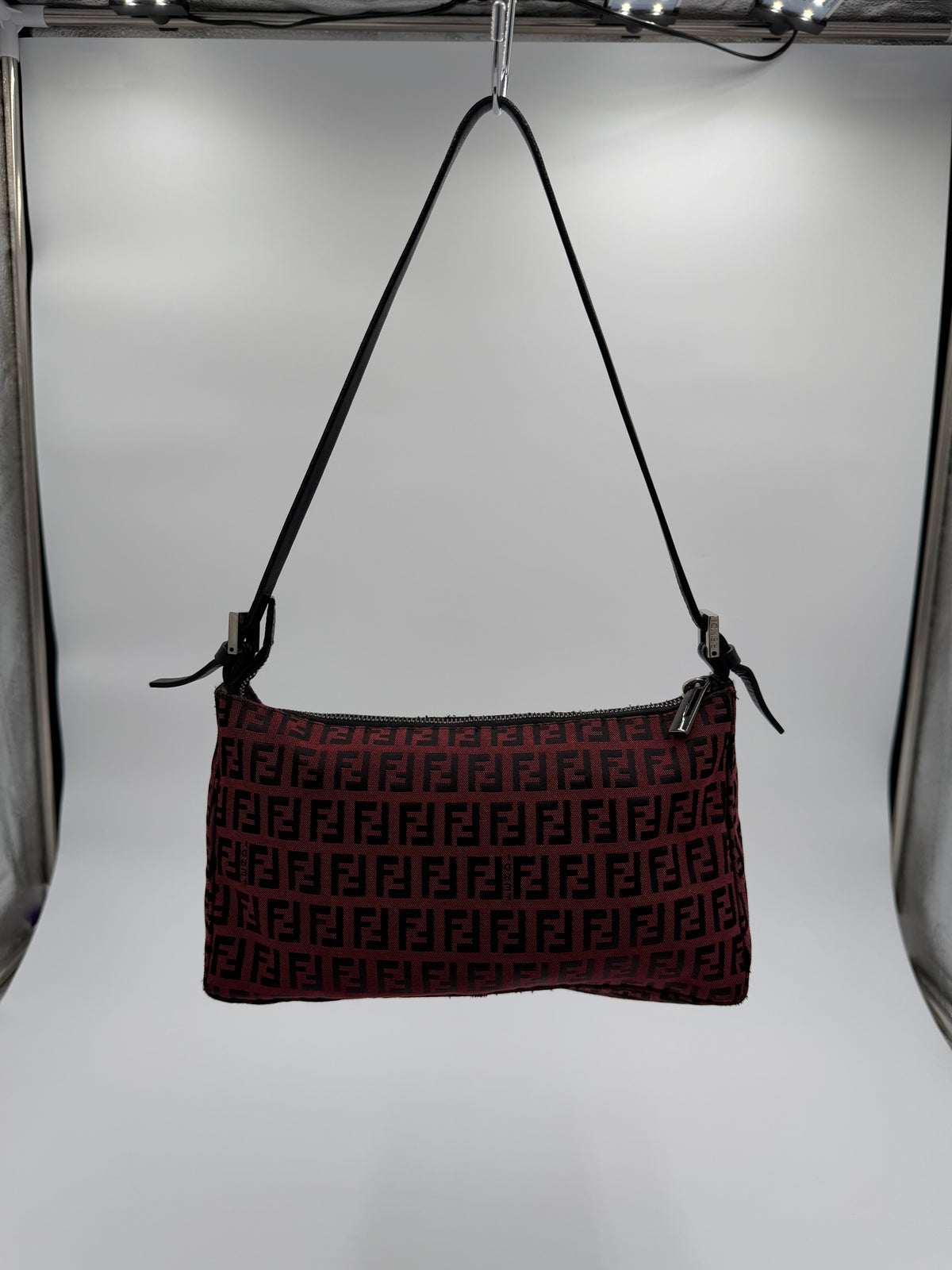 Fendi Burgundy Zucchino Canvas Bag