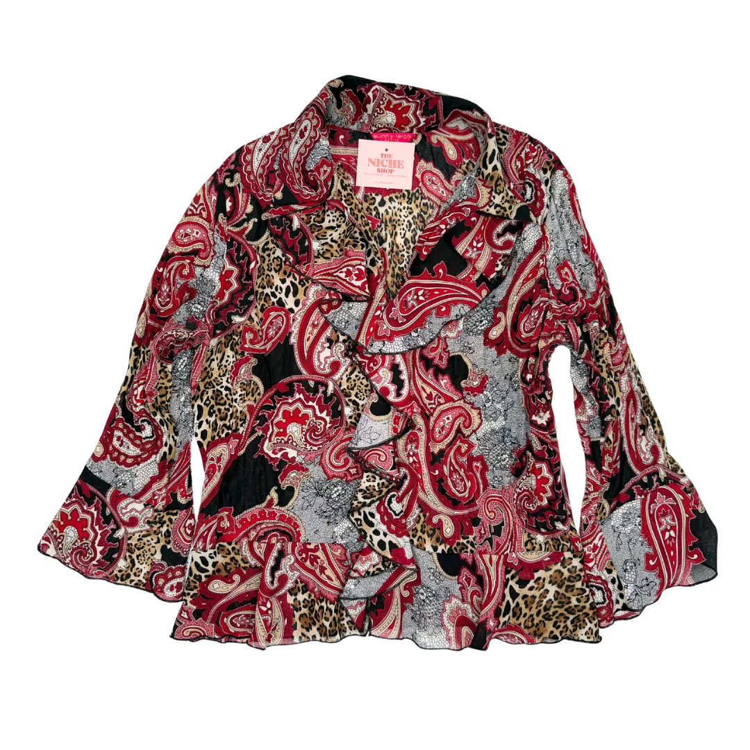 Sunny Leigh Paisley Animal Print Ruffle Top