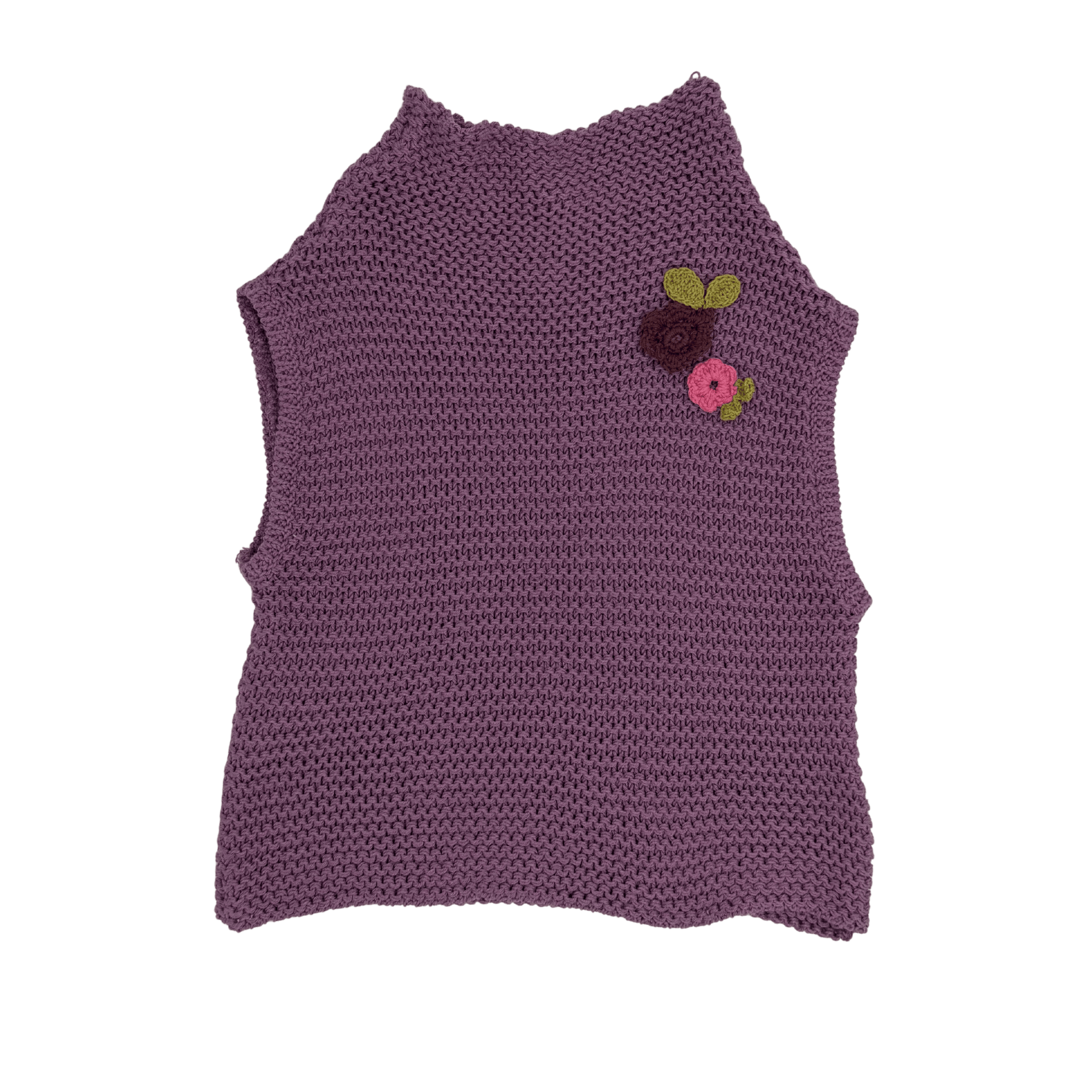 Knit Mock Neck Flower Tank