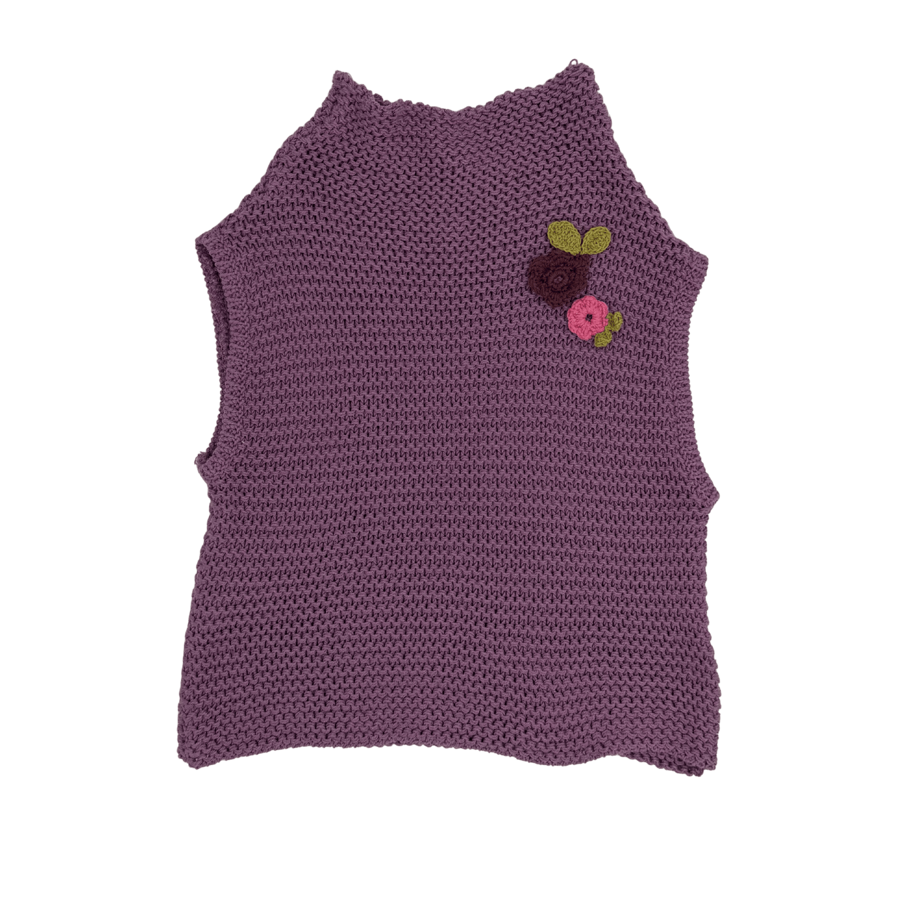 Knit Mock Neck Flower Tank