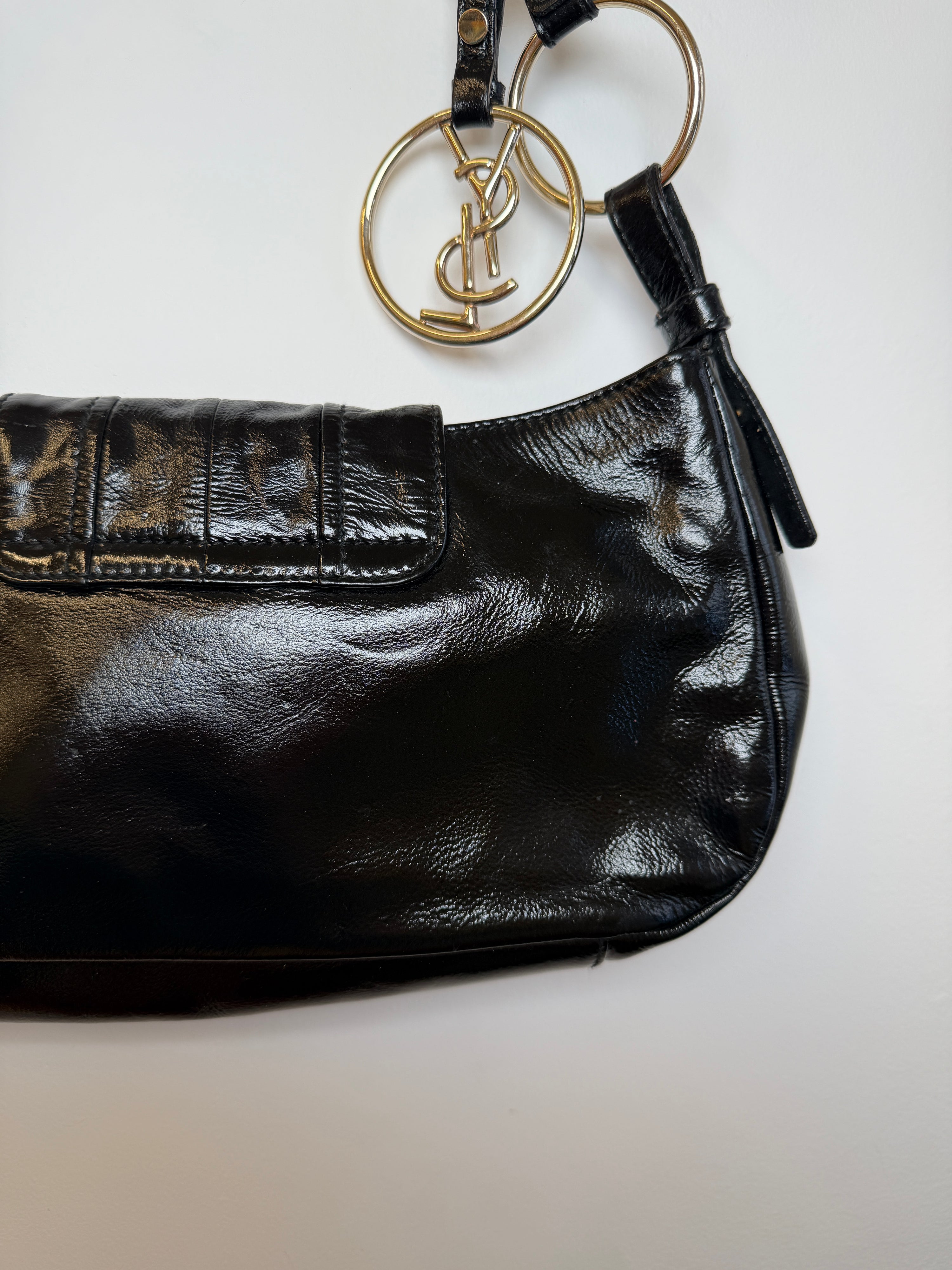 YSL Black Patent Corset Bag
