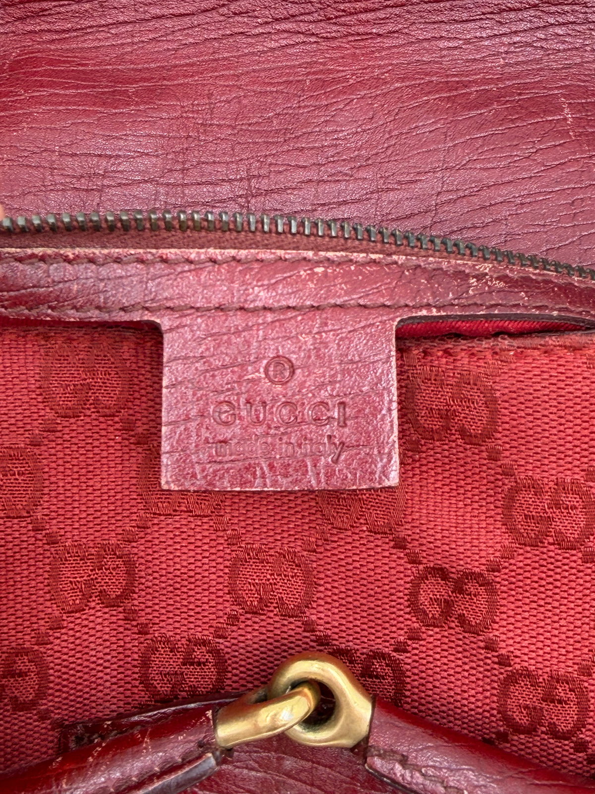 Gucci GG Canvas Horsebit Red Shoulder Bag